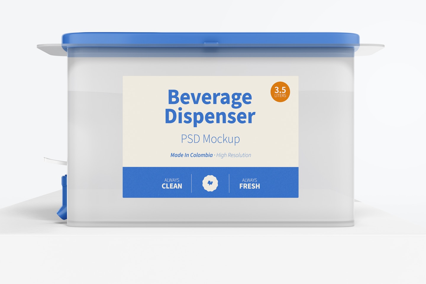 Beverage Dispenser with Tap Mockup, Front View