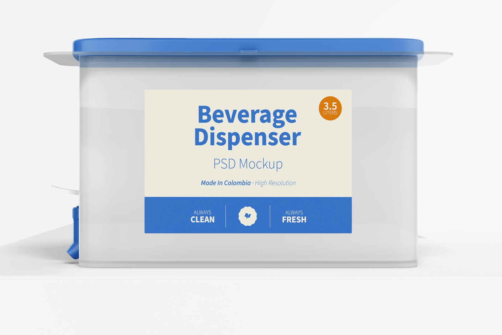 Beverage Dispenser with Tap Mockup, Front View
