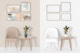 Frames with Stylish Chair Mockup, Front View