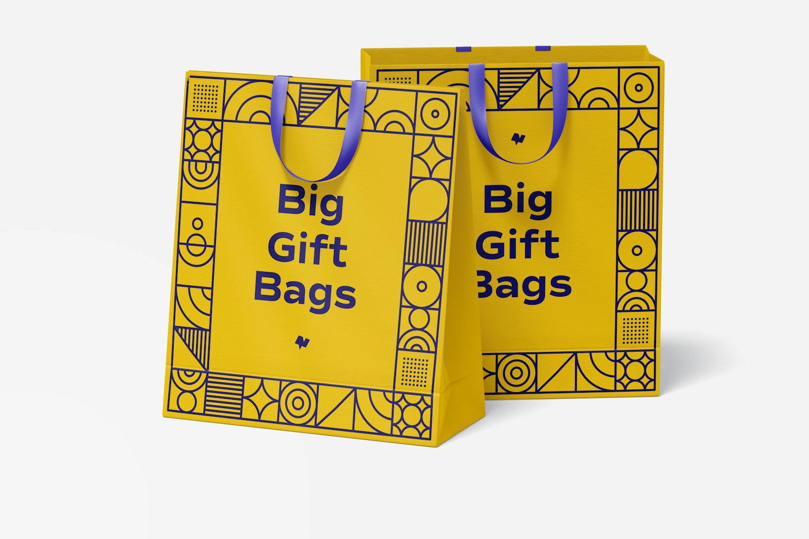 Big Gift Bags with Ribbon Handle Mockup, Front View