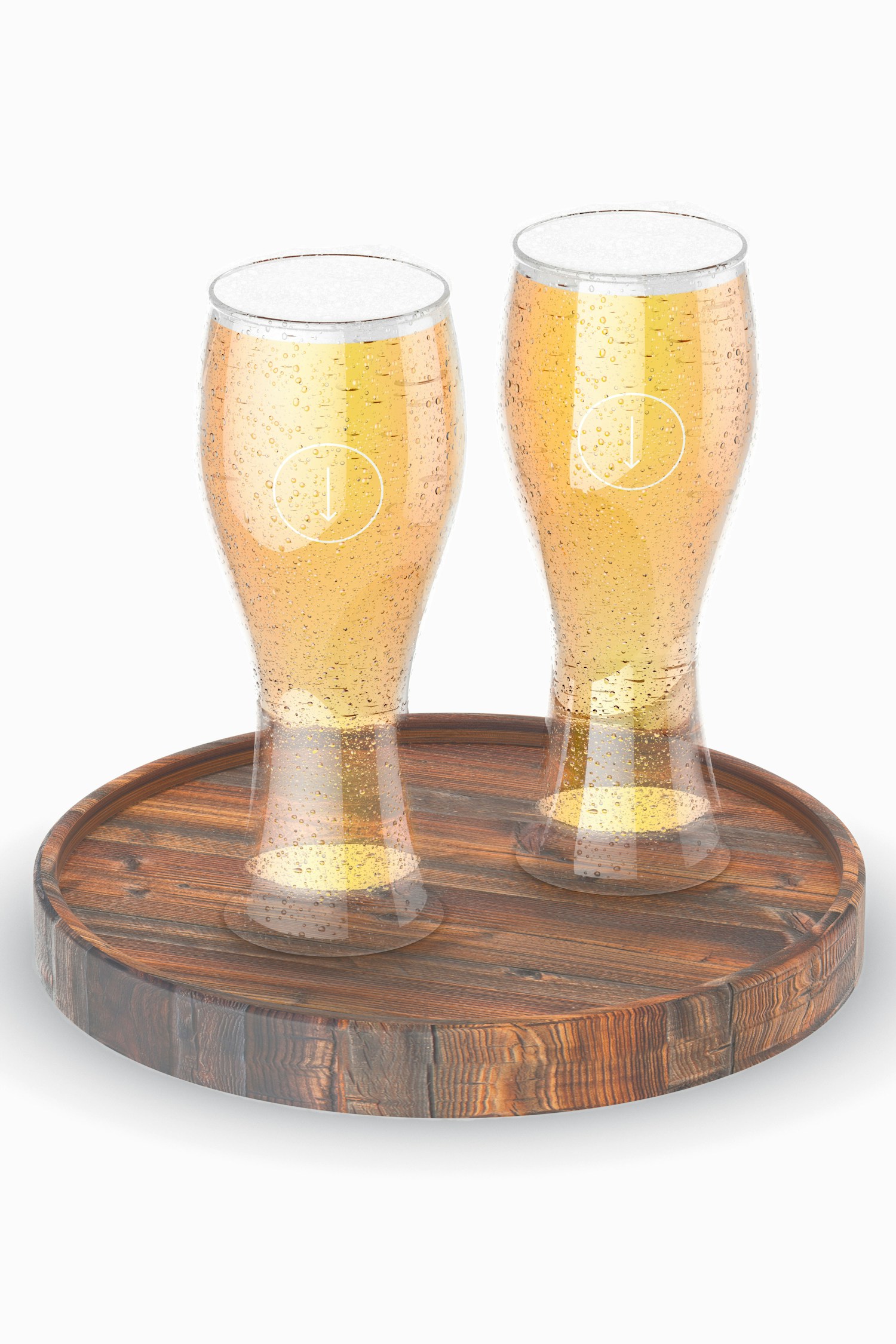 Pilsner Beer Glasses Mockup, Perspective