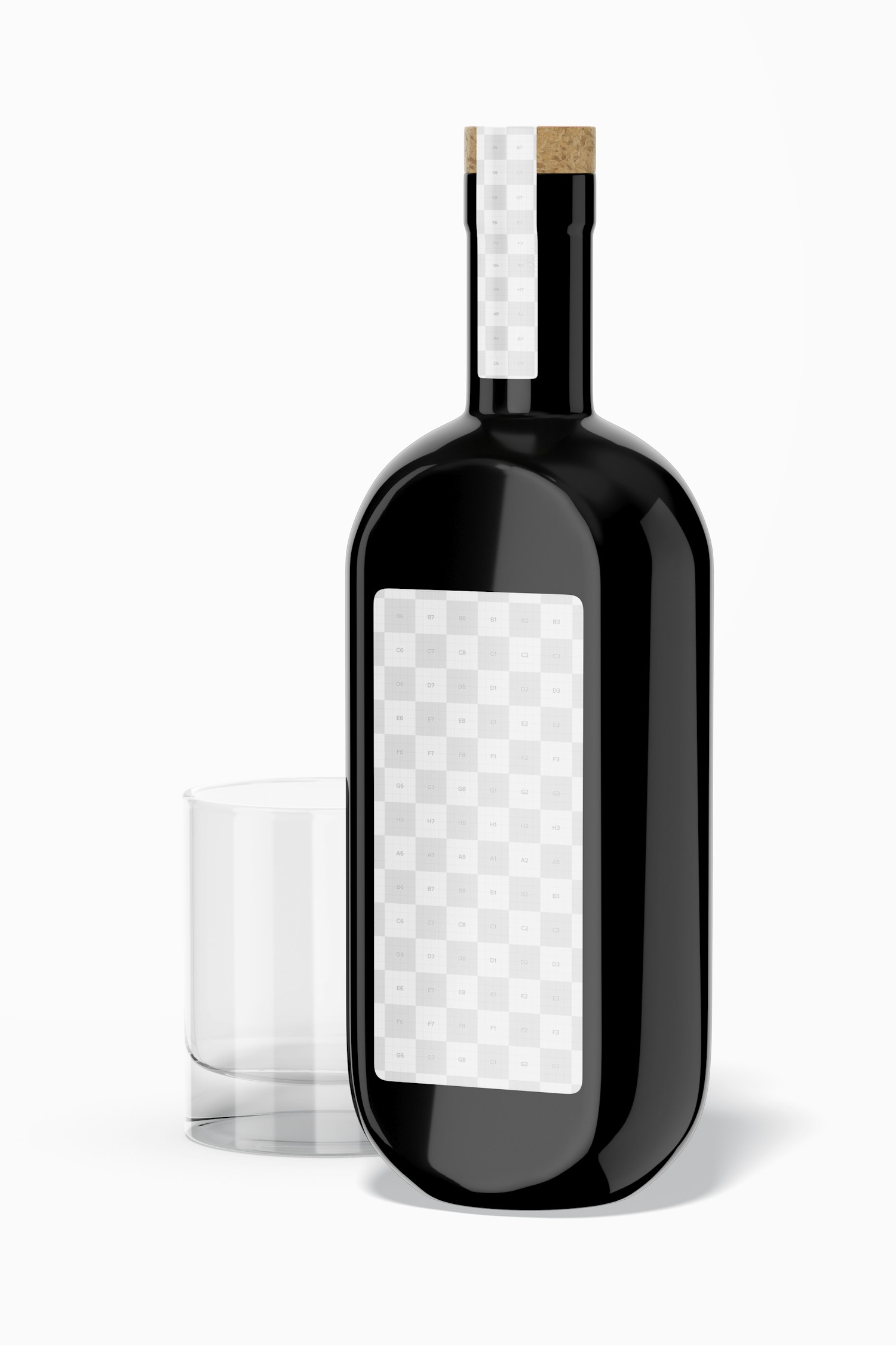 Liquor Bottle Mockup, with Glass