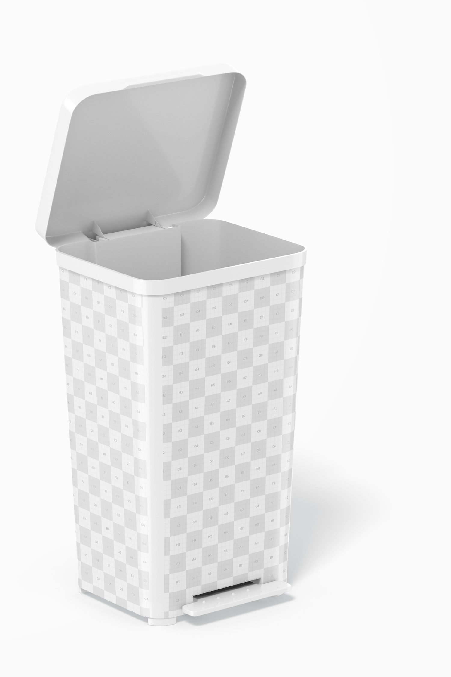 Cube Pedal Trash Can Mockup, Right View
