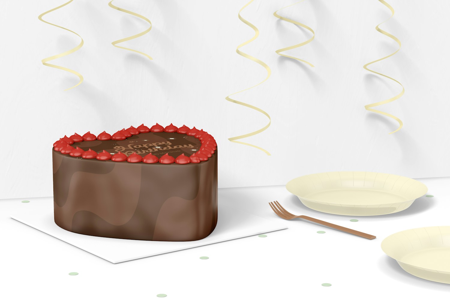 Heart Cake Mockup, Perspective Heart Cake Mockup, Perspective
