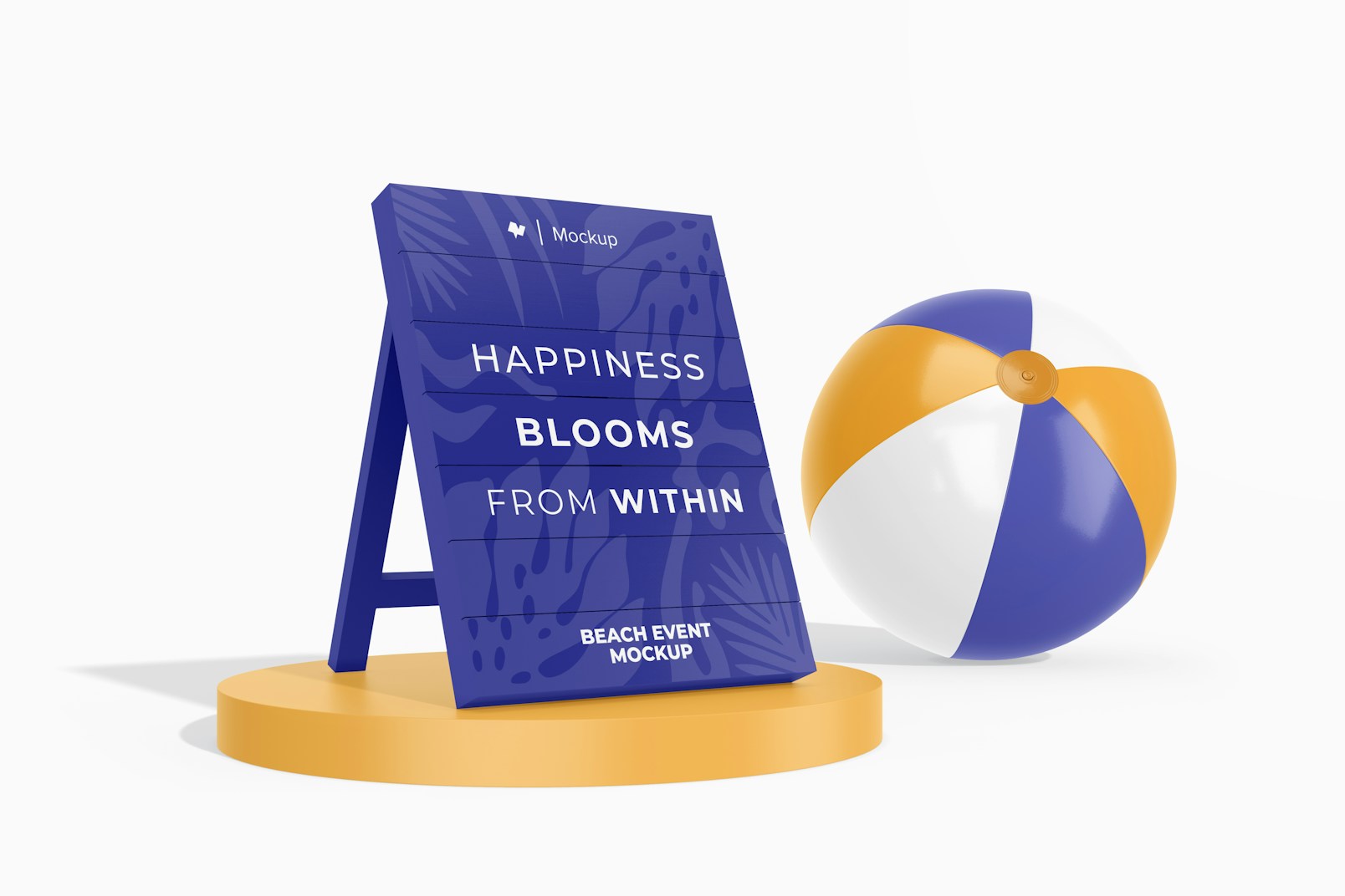 Promotional Beach Sign Mockup, with Beach Ball