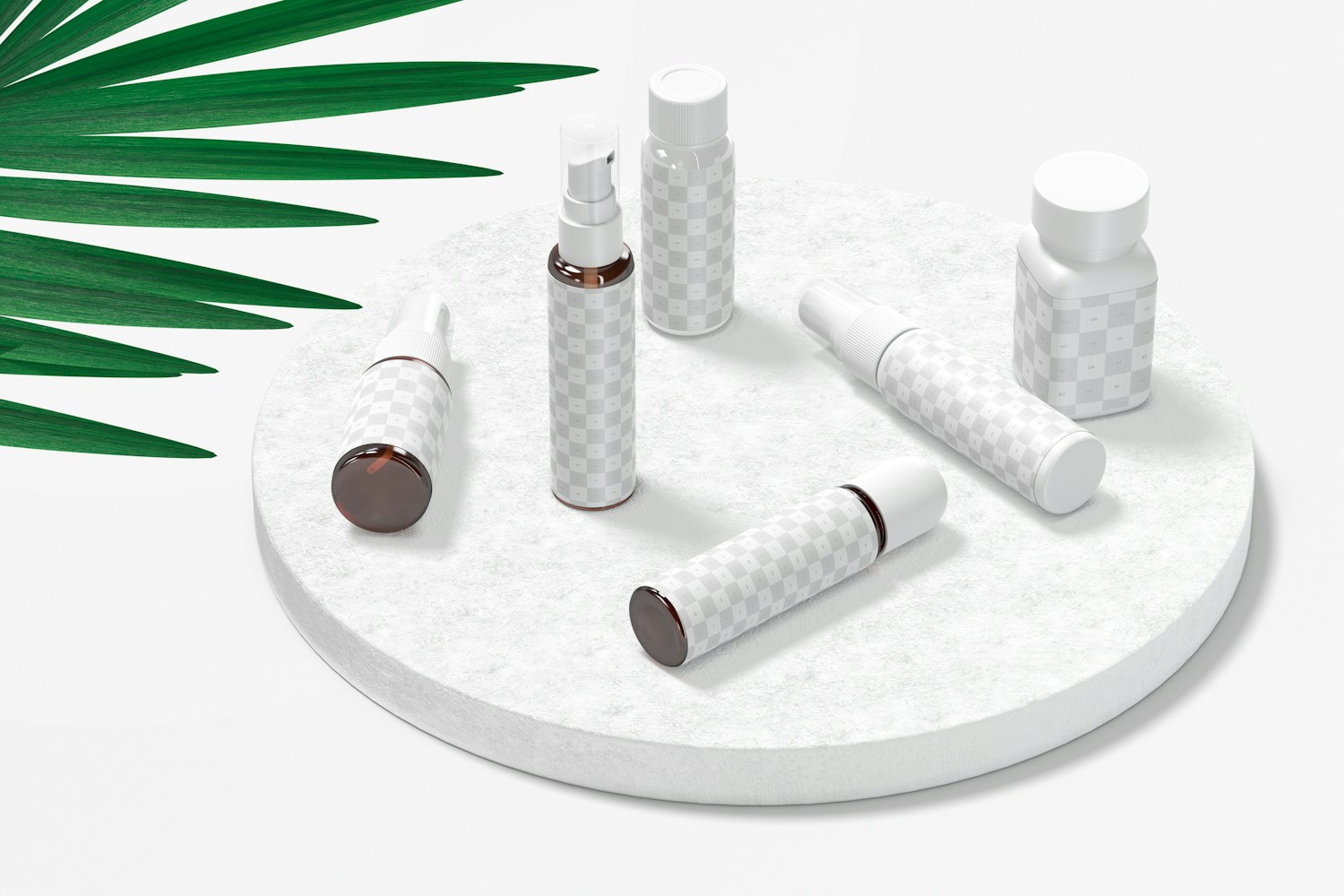 Plastic Amenity Containers Mockup, Perspective Plastic Amenity Containers Mockup, Perspective