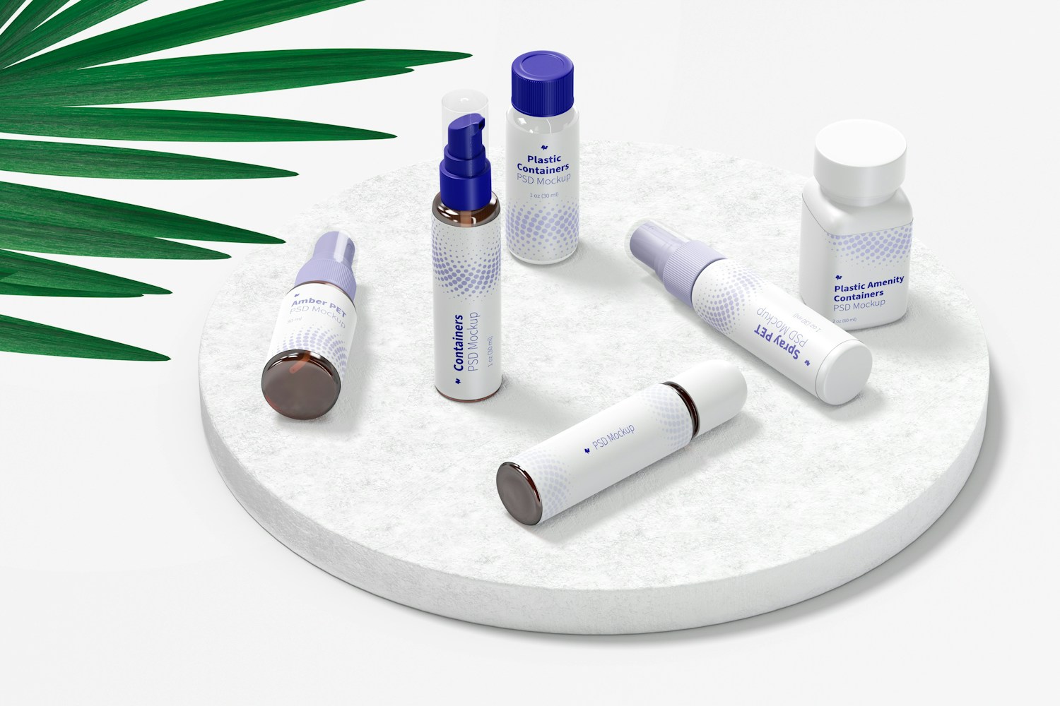 Plastic Amenity Containers Mockup, Perspective Plastic Amenity Containers Mockup, Perspective