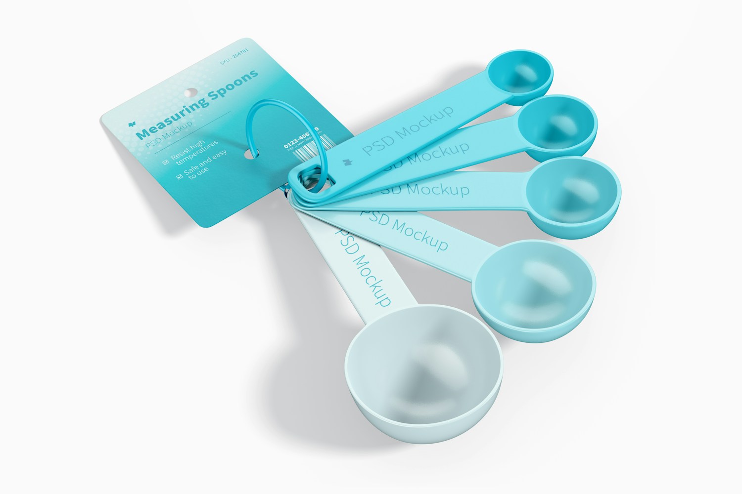 Measuring Spoons Set Mockup, Opened Measuring Spoons Set Mockup, Opened