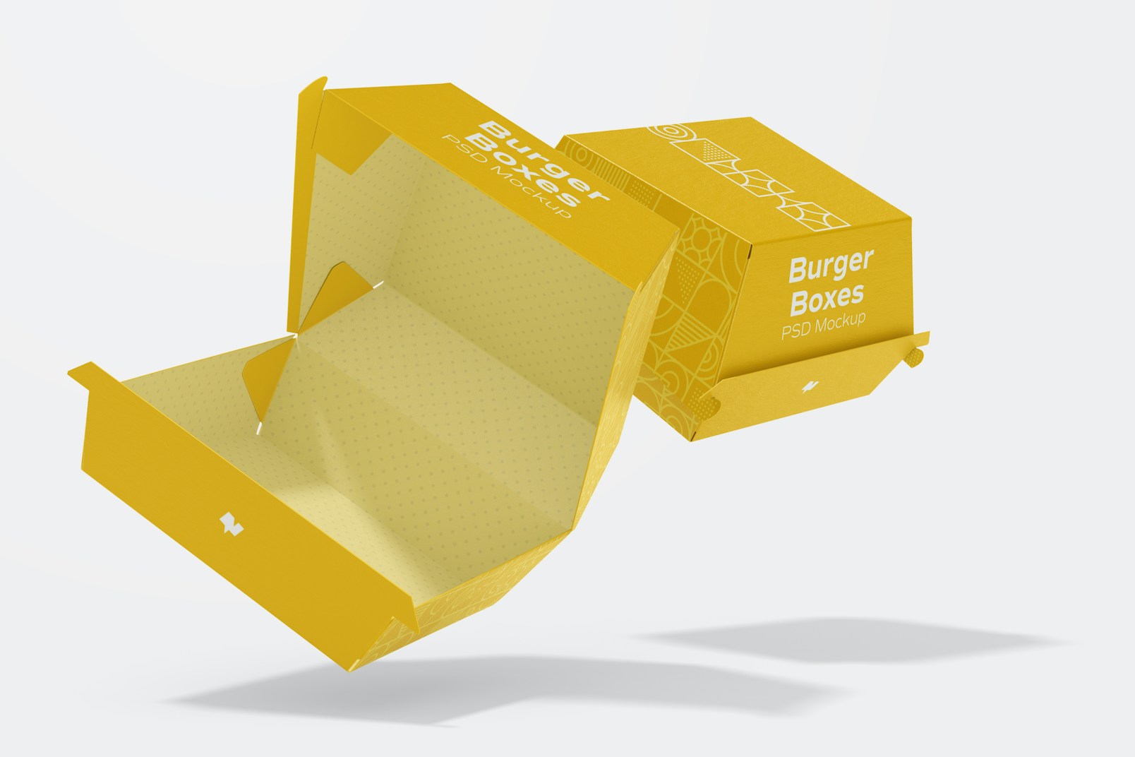 Burger Boxes Mockup, Floating