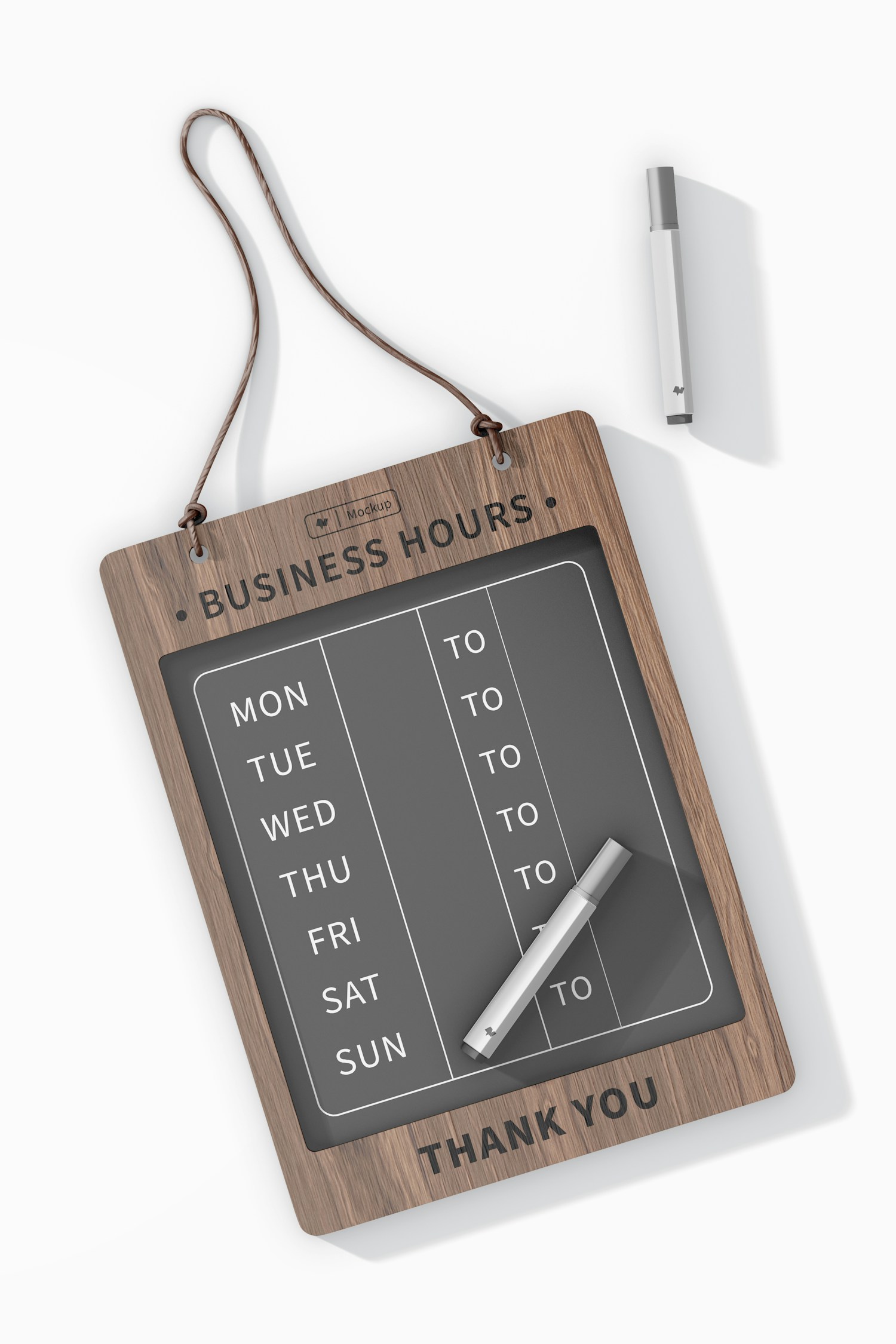 Business Hours Board Mockup, Top View