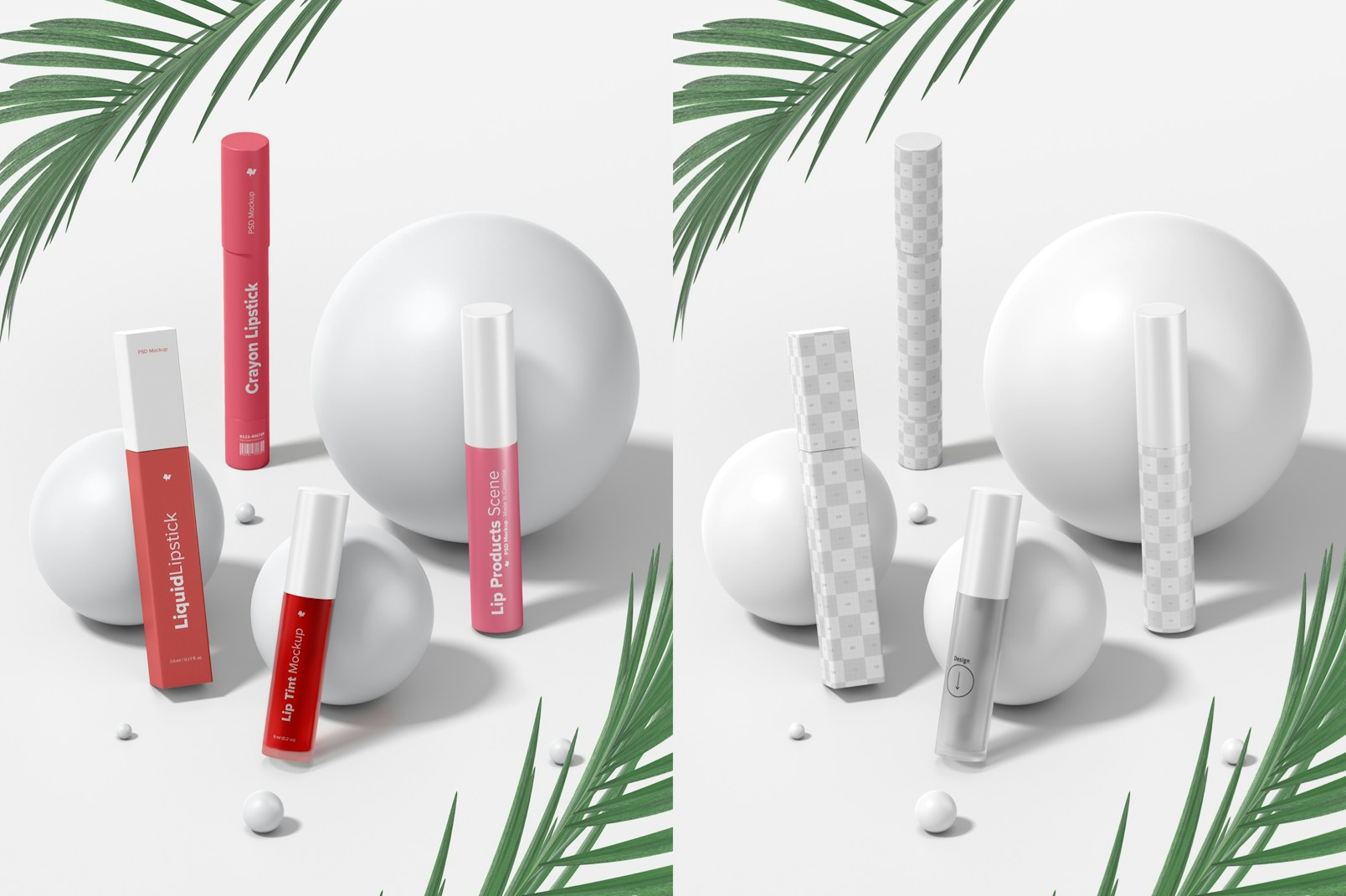 Lip Products Scene Mockup, Perspective View