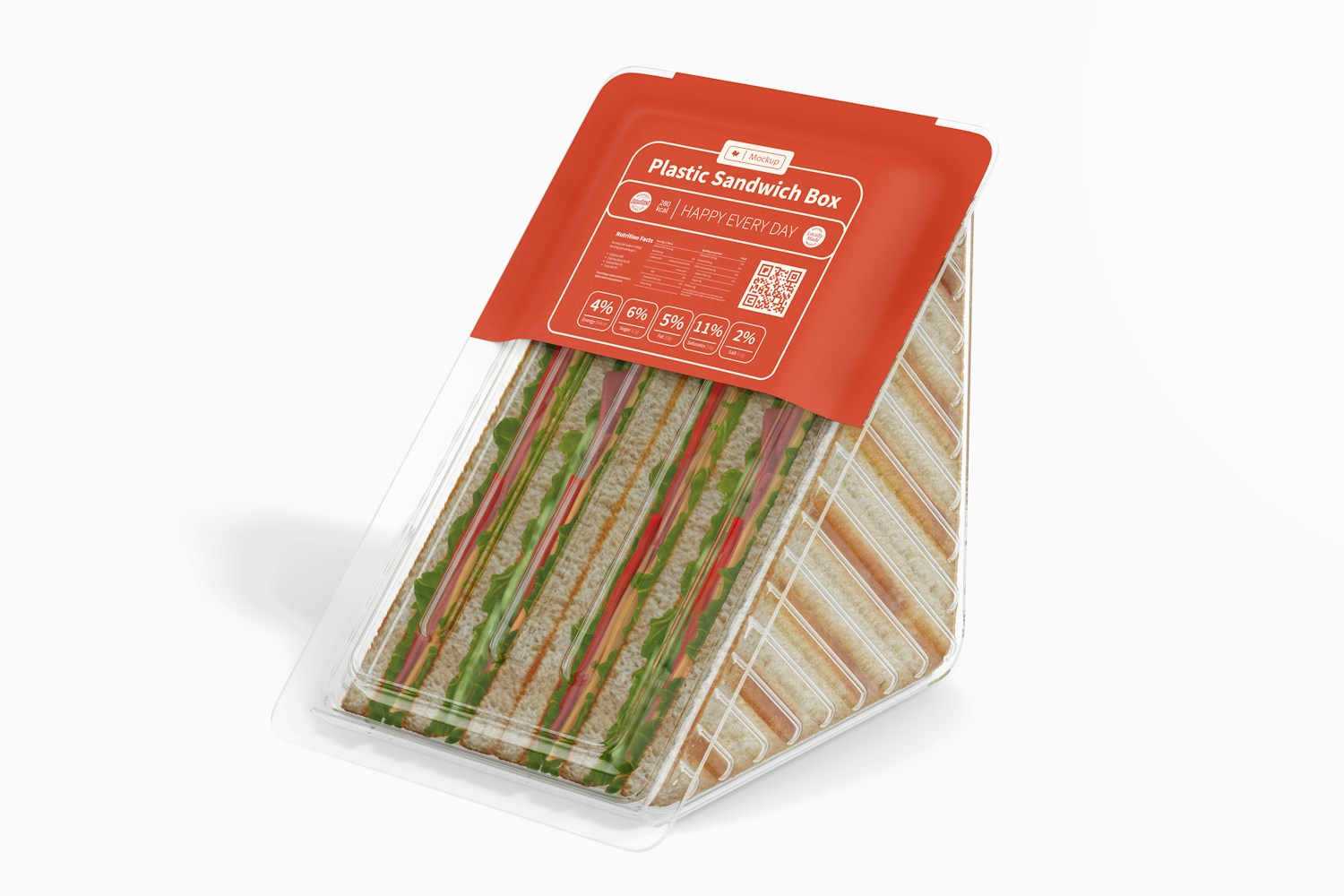 Plastic Sandwich Box Mockup, Side View Plastic Sandwich Box Mockup, Side View