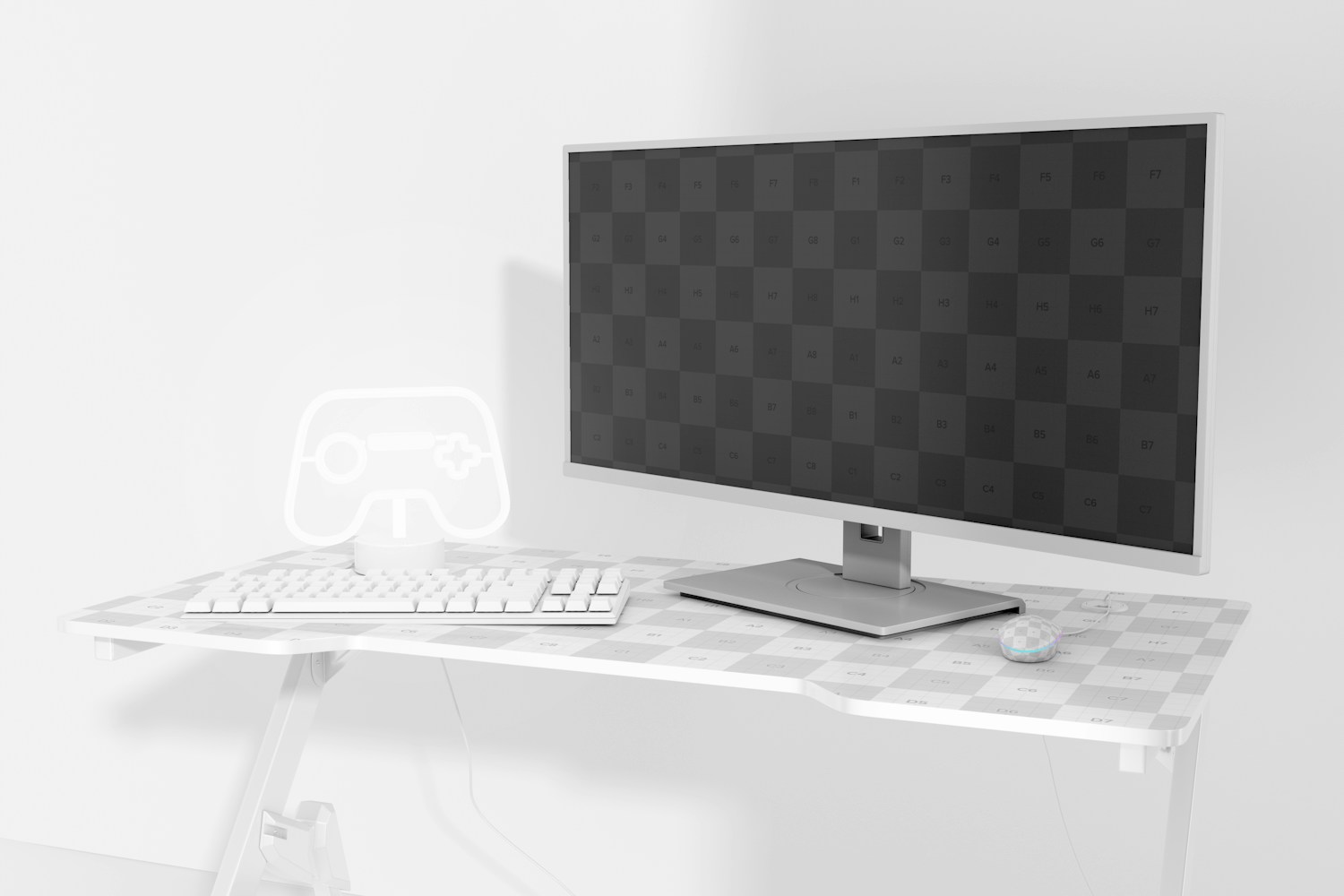 Gaming PC Setup Mockup, Right View Gaming PC Setup Mockup, Right View
