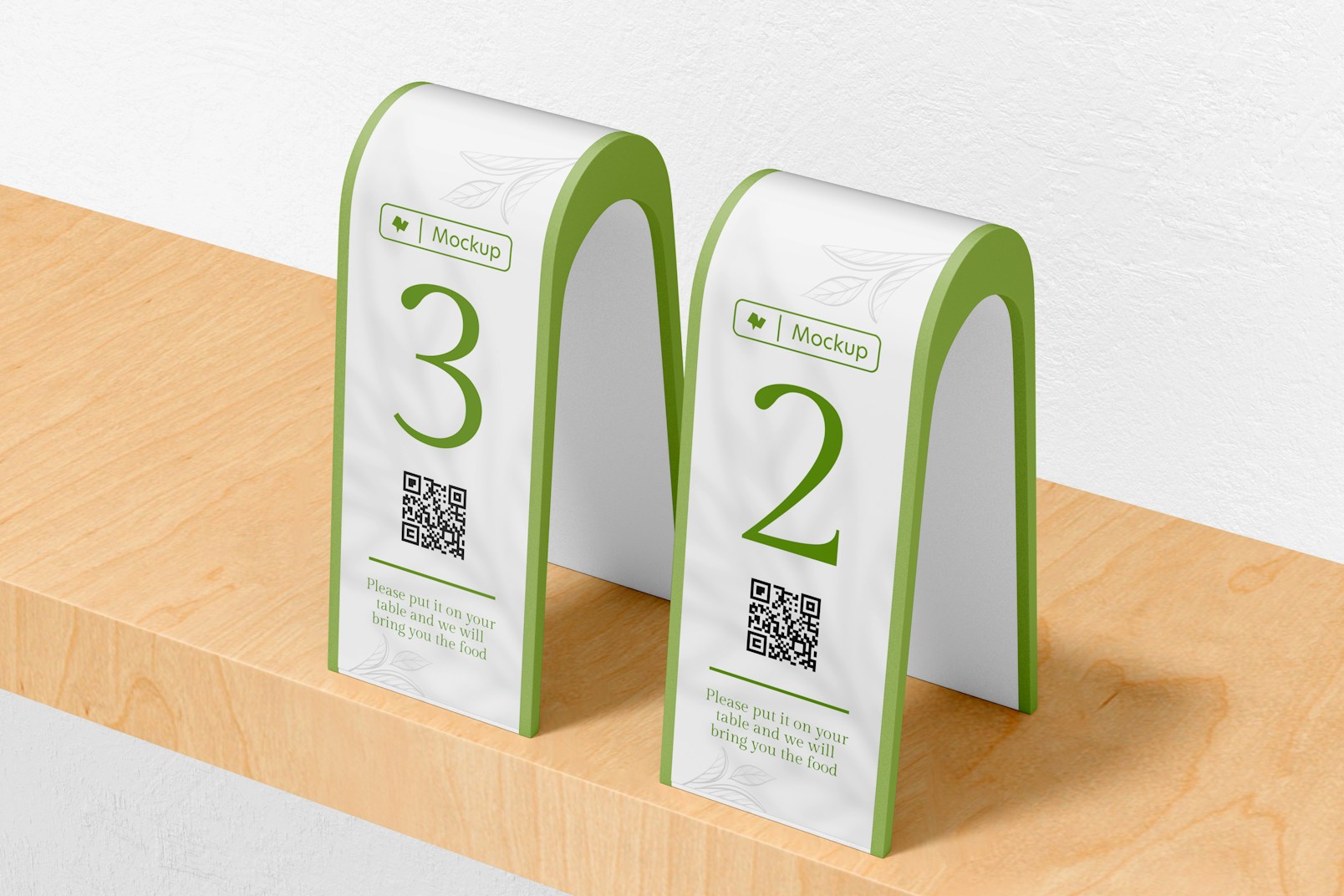 Acrylic Restaurant Table Tents Mockup, Perspective