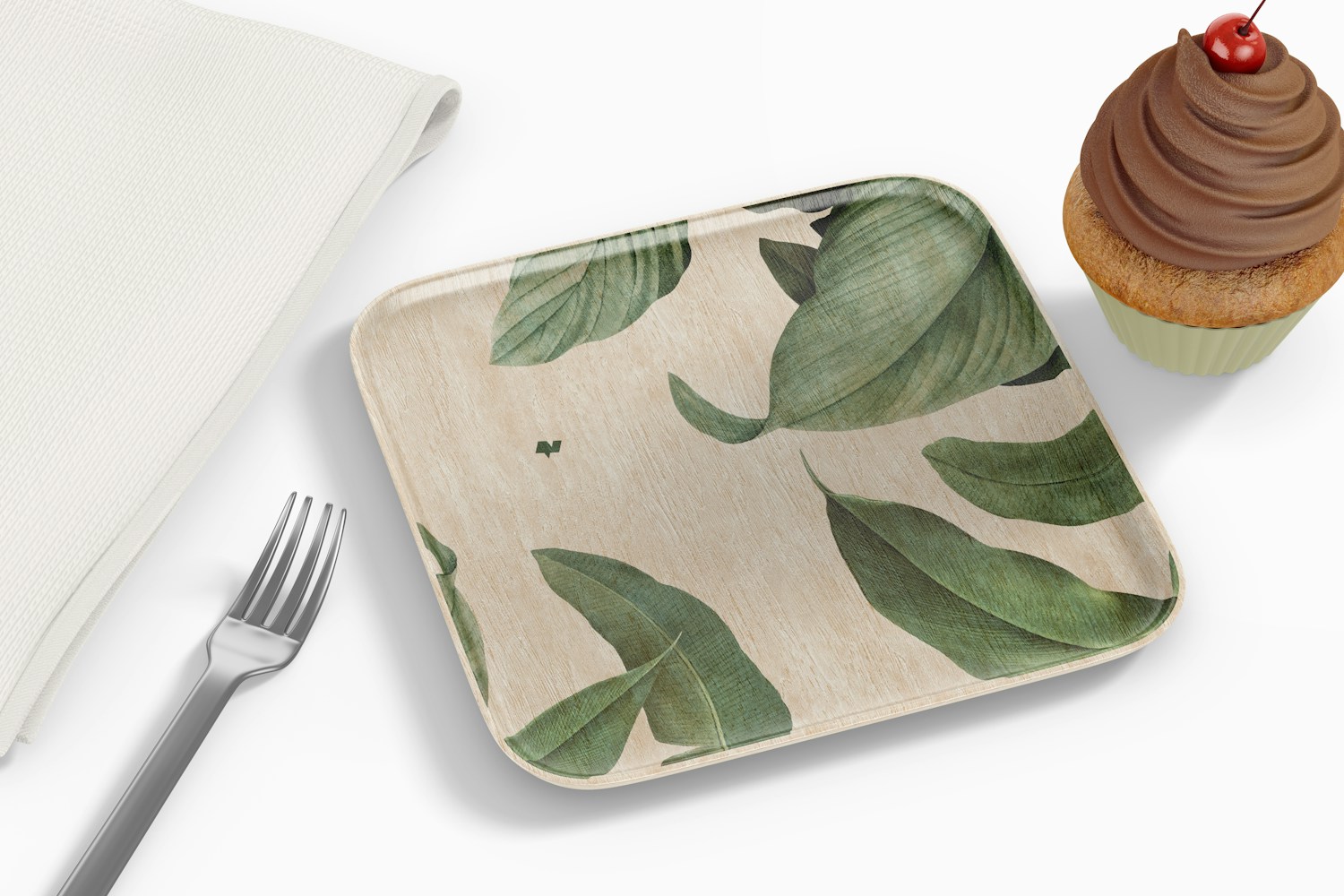 Square Dessert Plate Mockup Square Dessert Plate Mockup