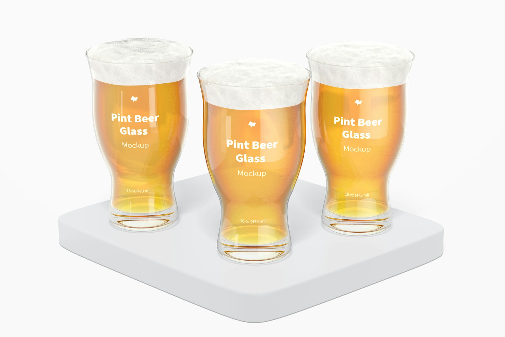 16 oz Pint Beer Glass Set Mockup