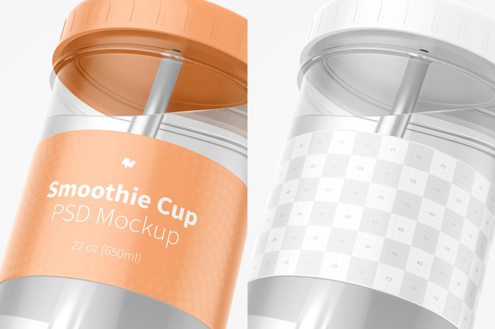 Smoothie Cup with Lid Mockup, Close Up