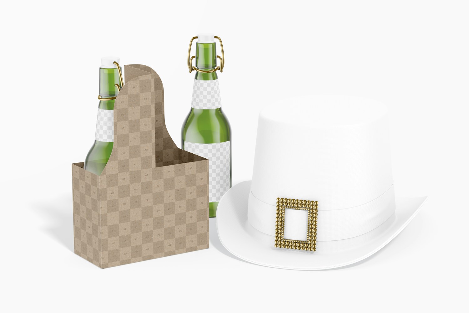 Two Beers Packaging Mockup, with Hat