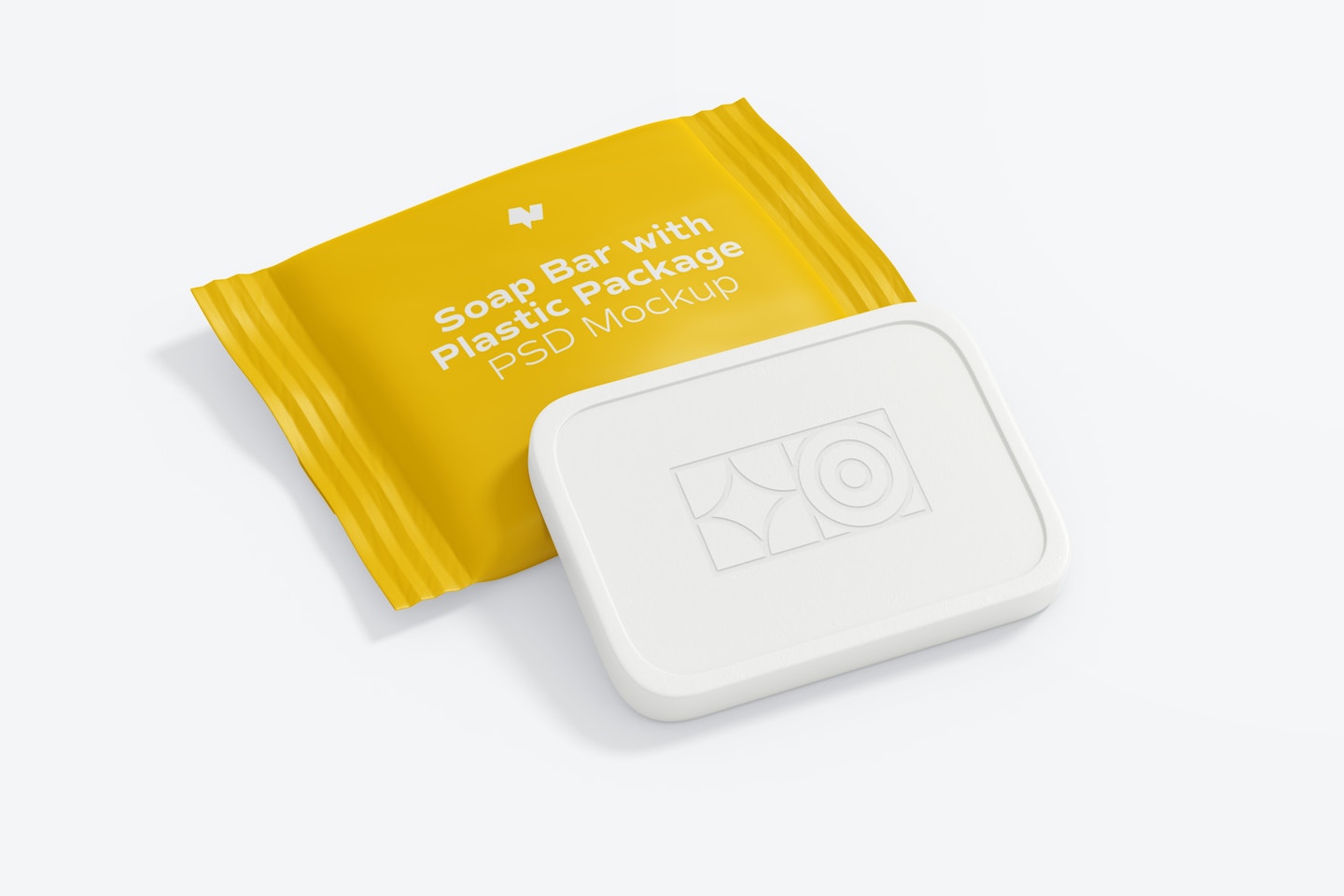 Soap Bar with Plastic Package Mockup