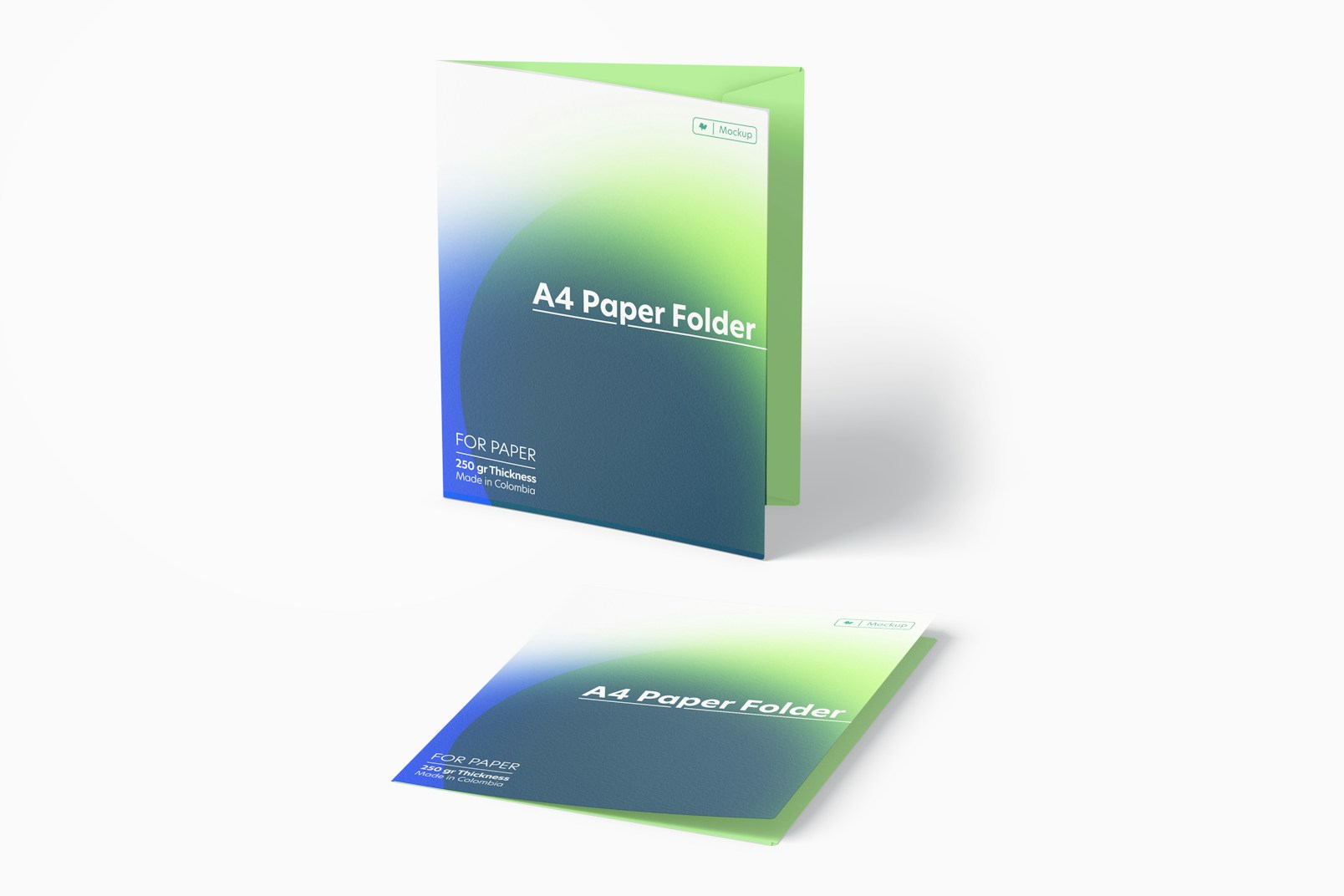 A4 Paper Folder Mockup, Standing and Dropped