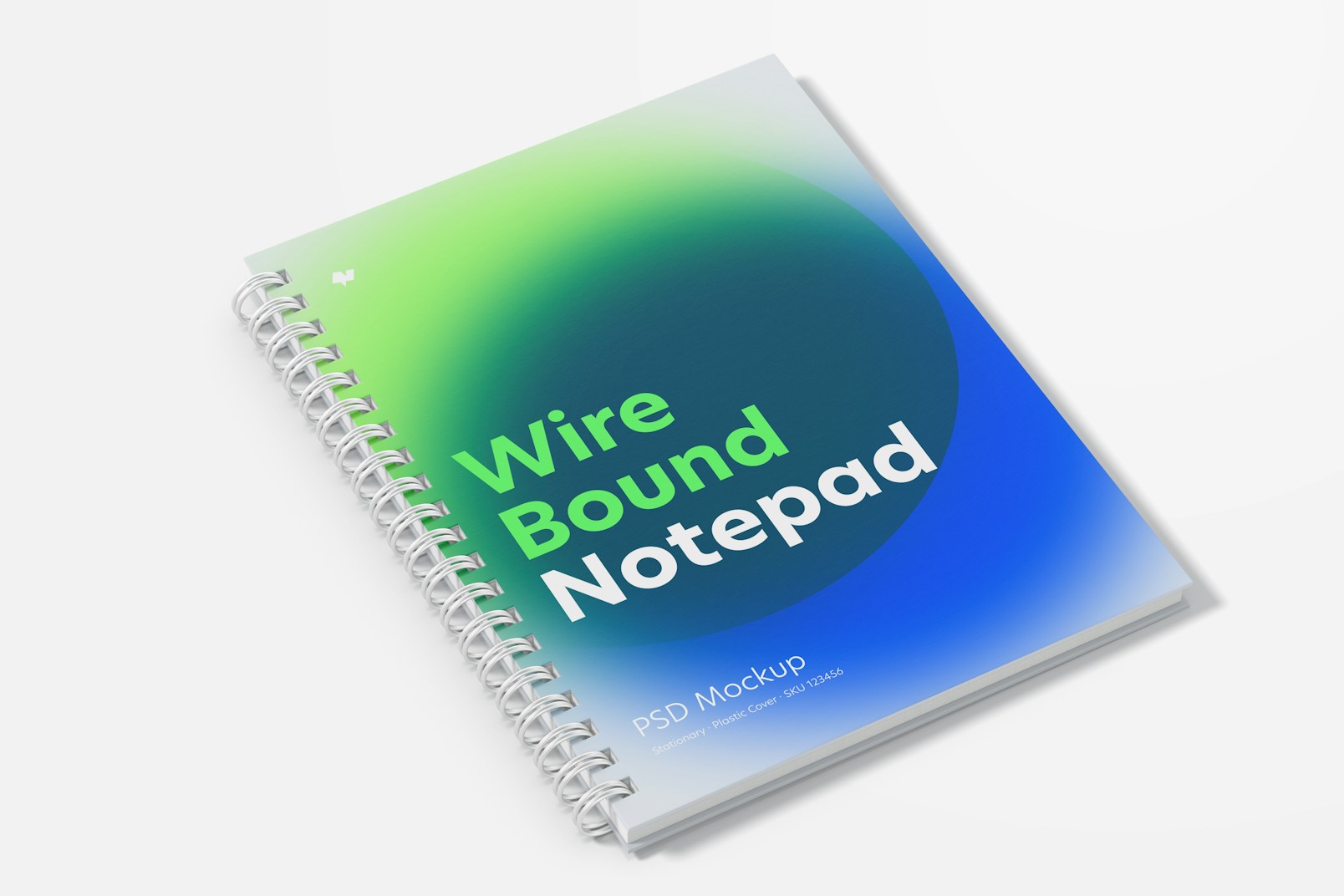 Plastic Cover Wire Bound Notepad Mockup, Closed