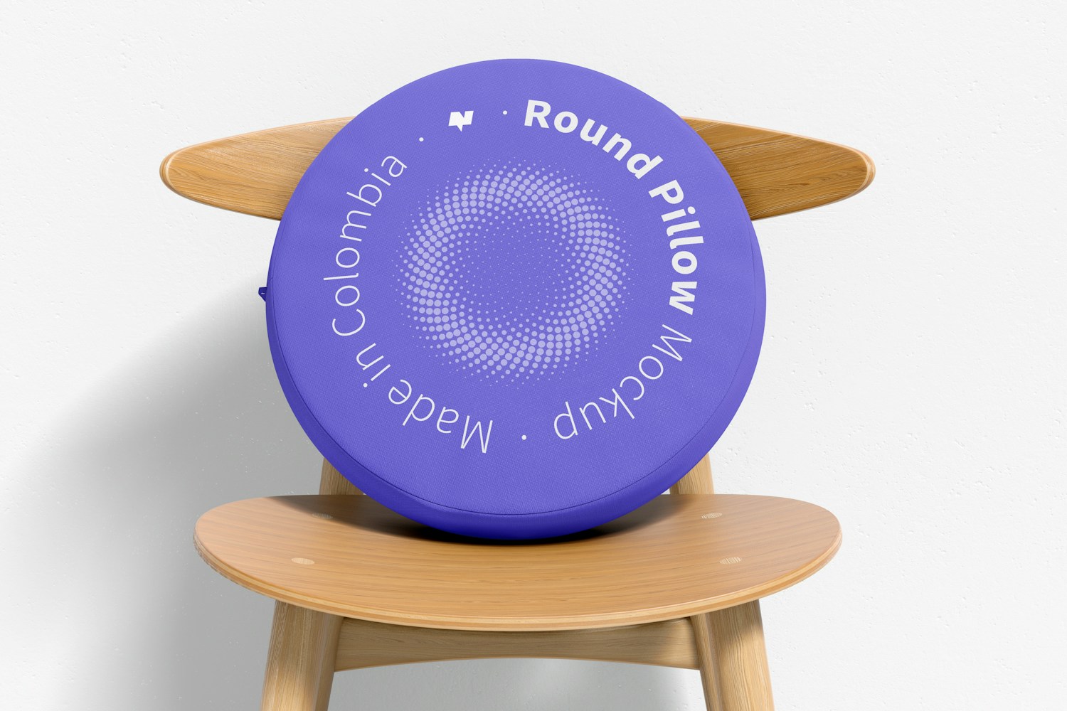 Round Pillow with Chair Mockup