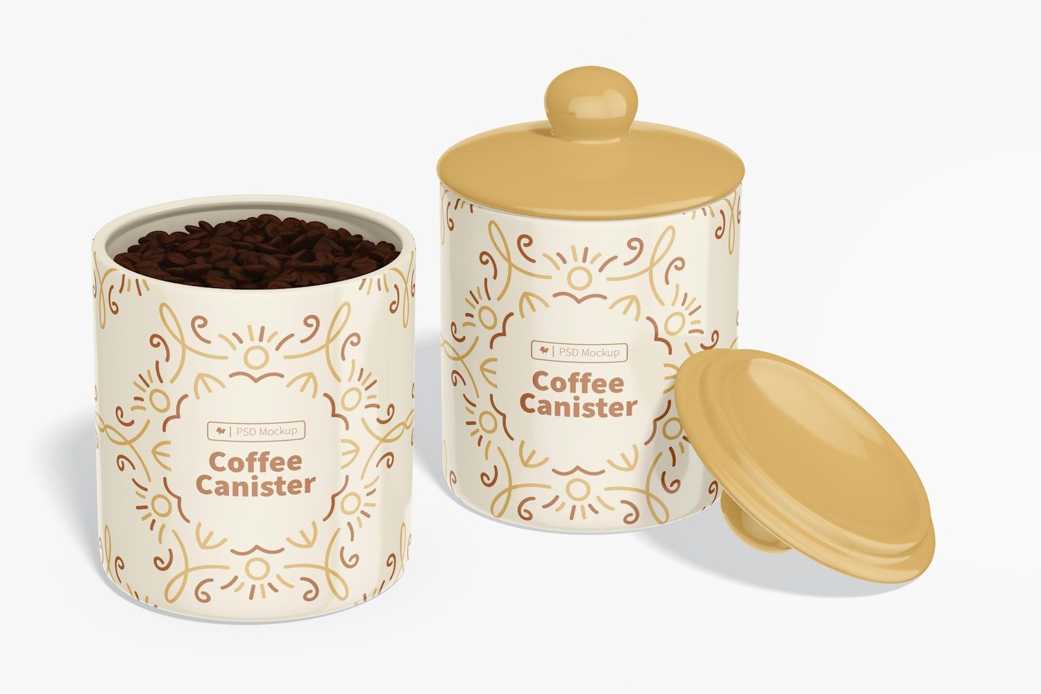Coffee Canisters Mockup, Opened and Closed