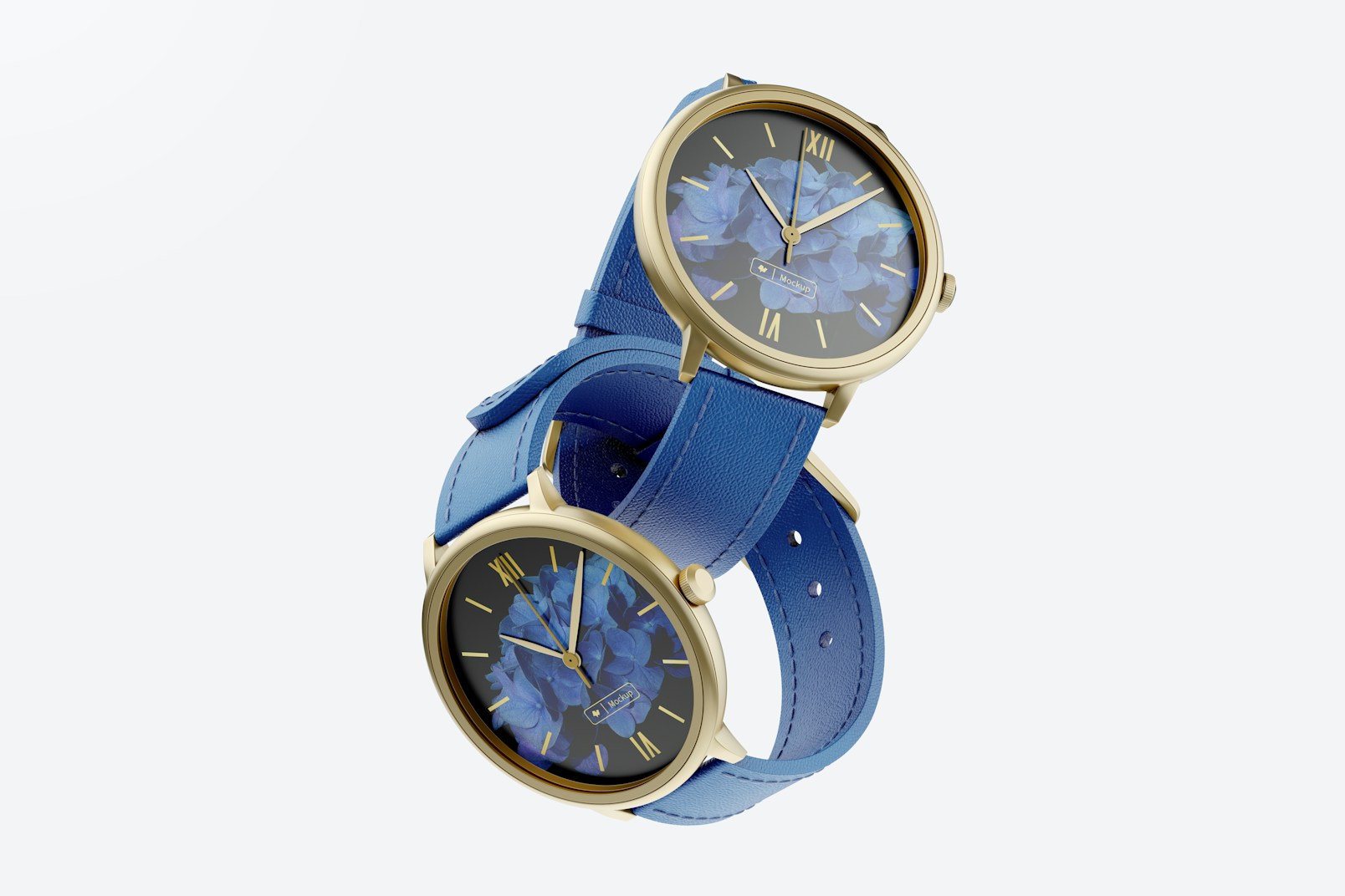 Woman Watch with Leather Band Mockup, Floating