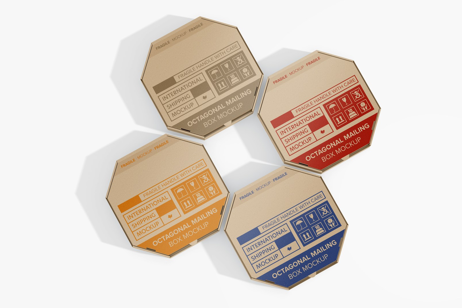 Octagonal Mailing Boxes Mockup, Top View