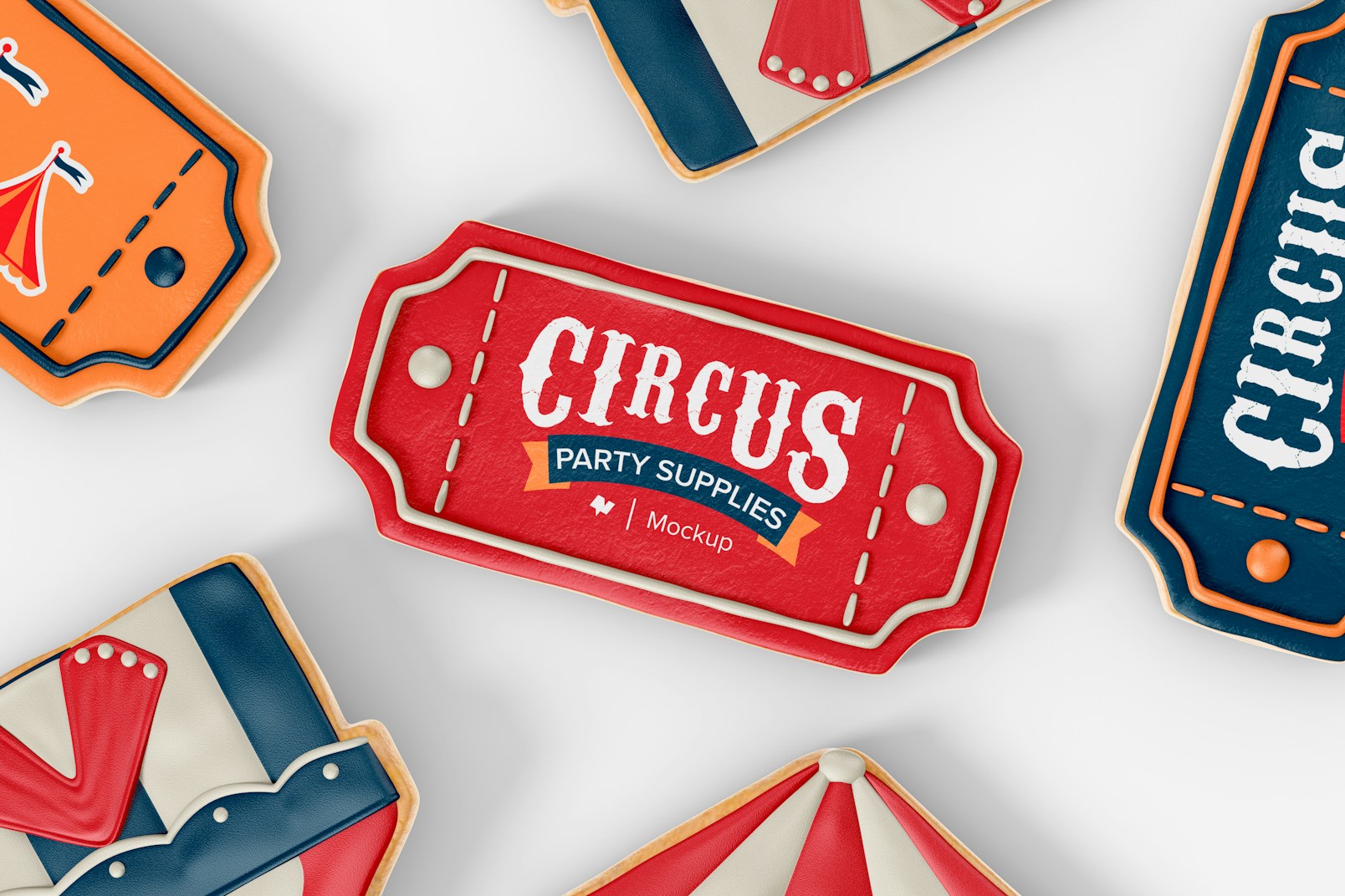 Circus Party Cookies Mockup, Top View