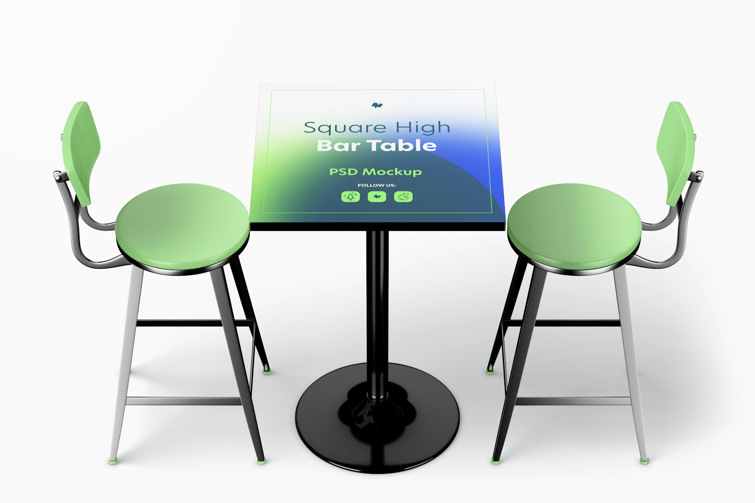 Square High Bar Table Mockup, Top View