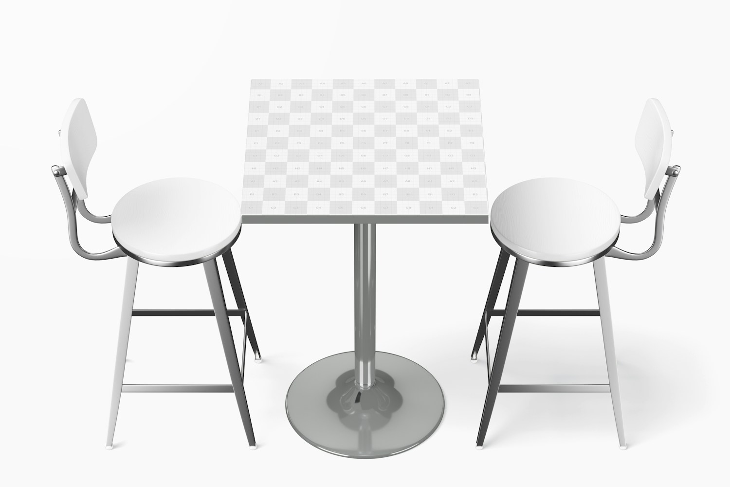 Square High Bar Table Mockup, Top View