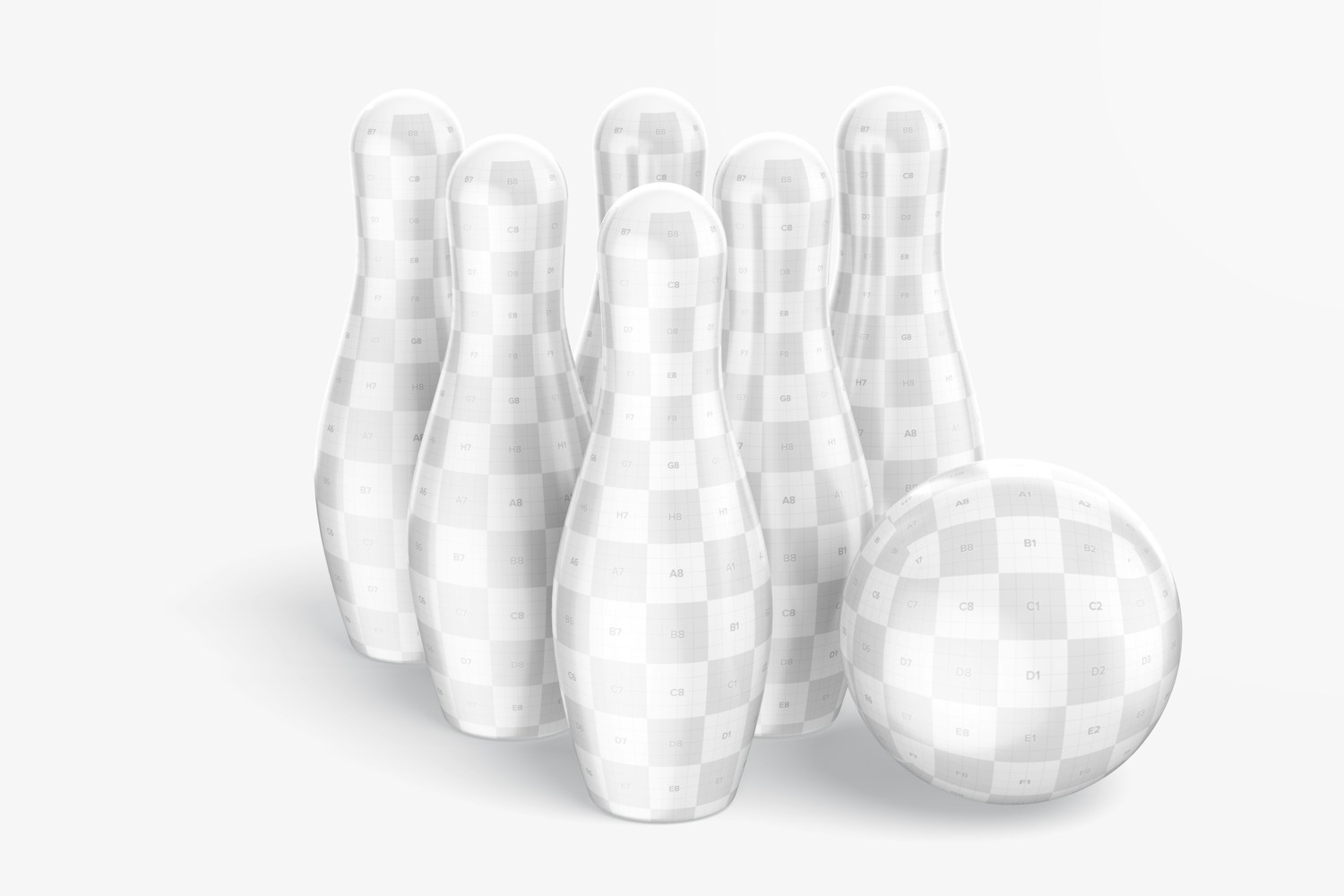 Bowling Toy Set Mockup, Front View Bowling Toy Set Mockup, Front View