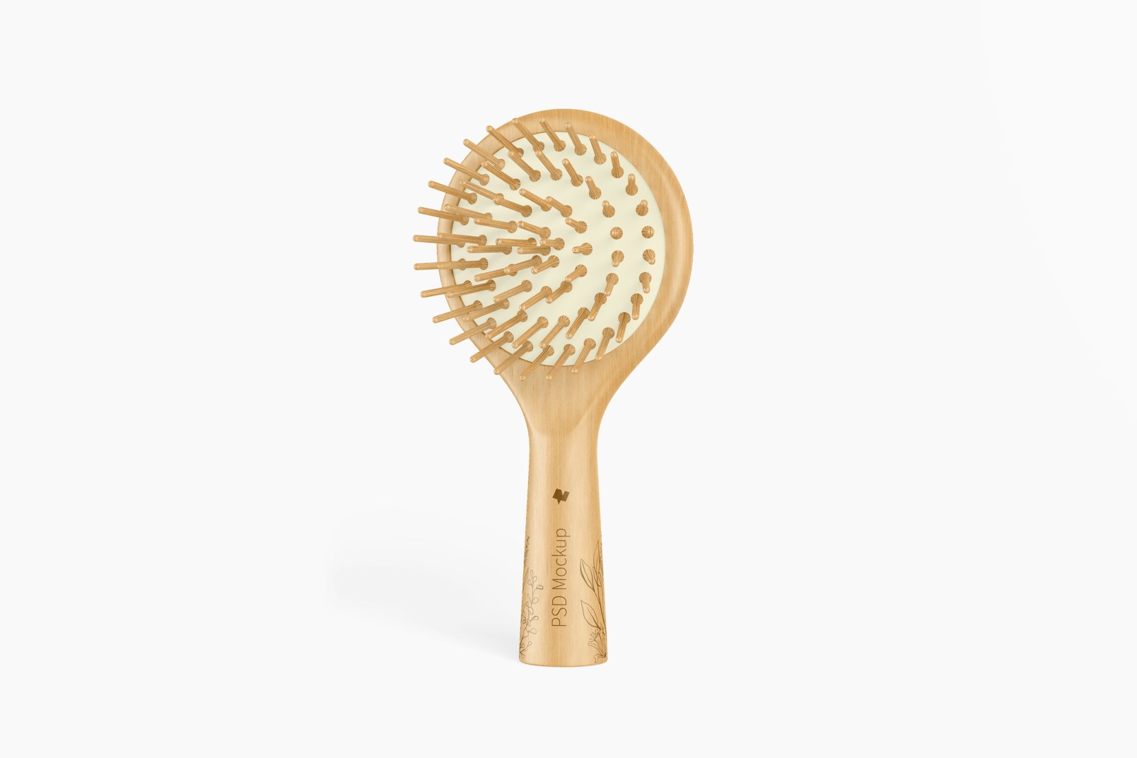 Round Bamboo Hair Brush Mockup