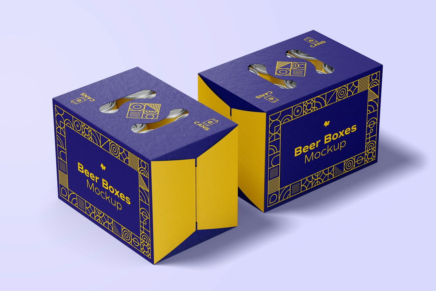 Beer Boxes Mockup, Perspective View