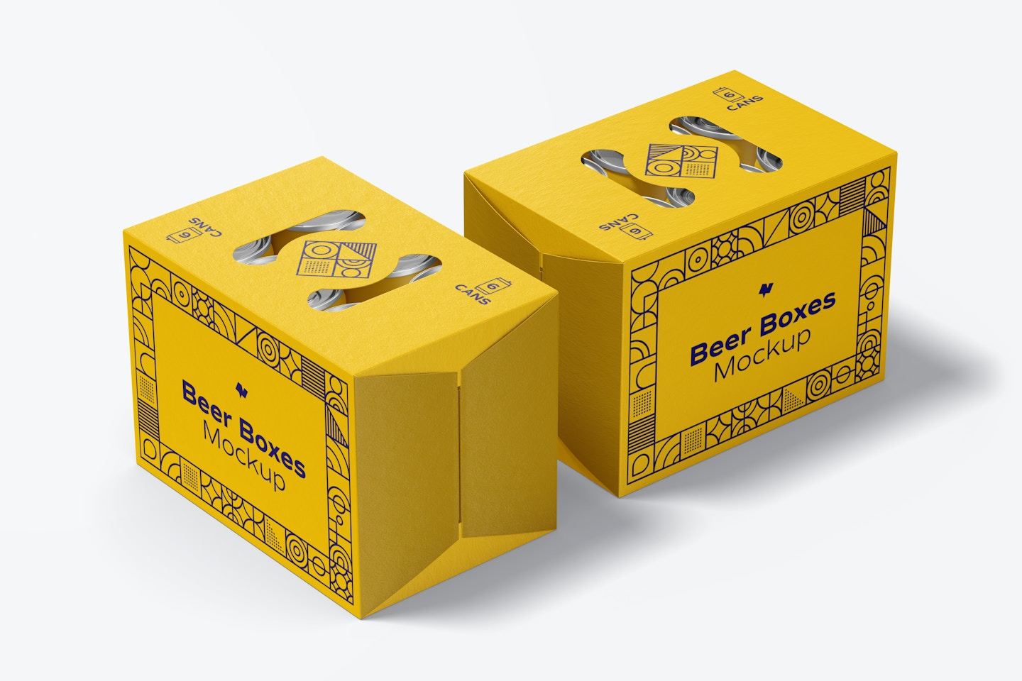 Beer Boxes Mockup, Perspective View