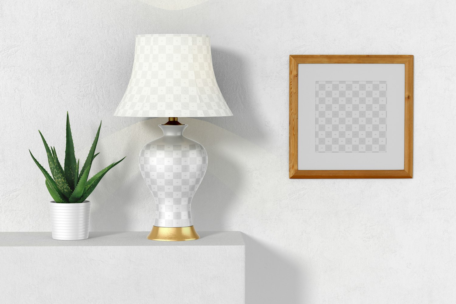 Classic Ceramic Table Lamp with a Frame Mockup