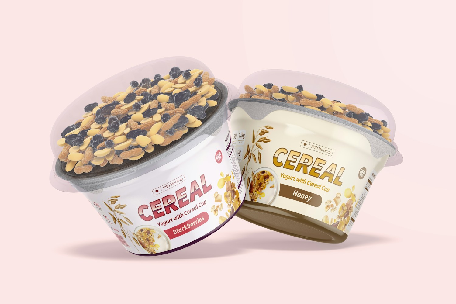 Yogurts with Cereal Cup Mockup, Leaned