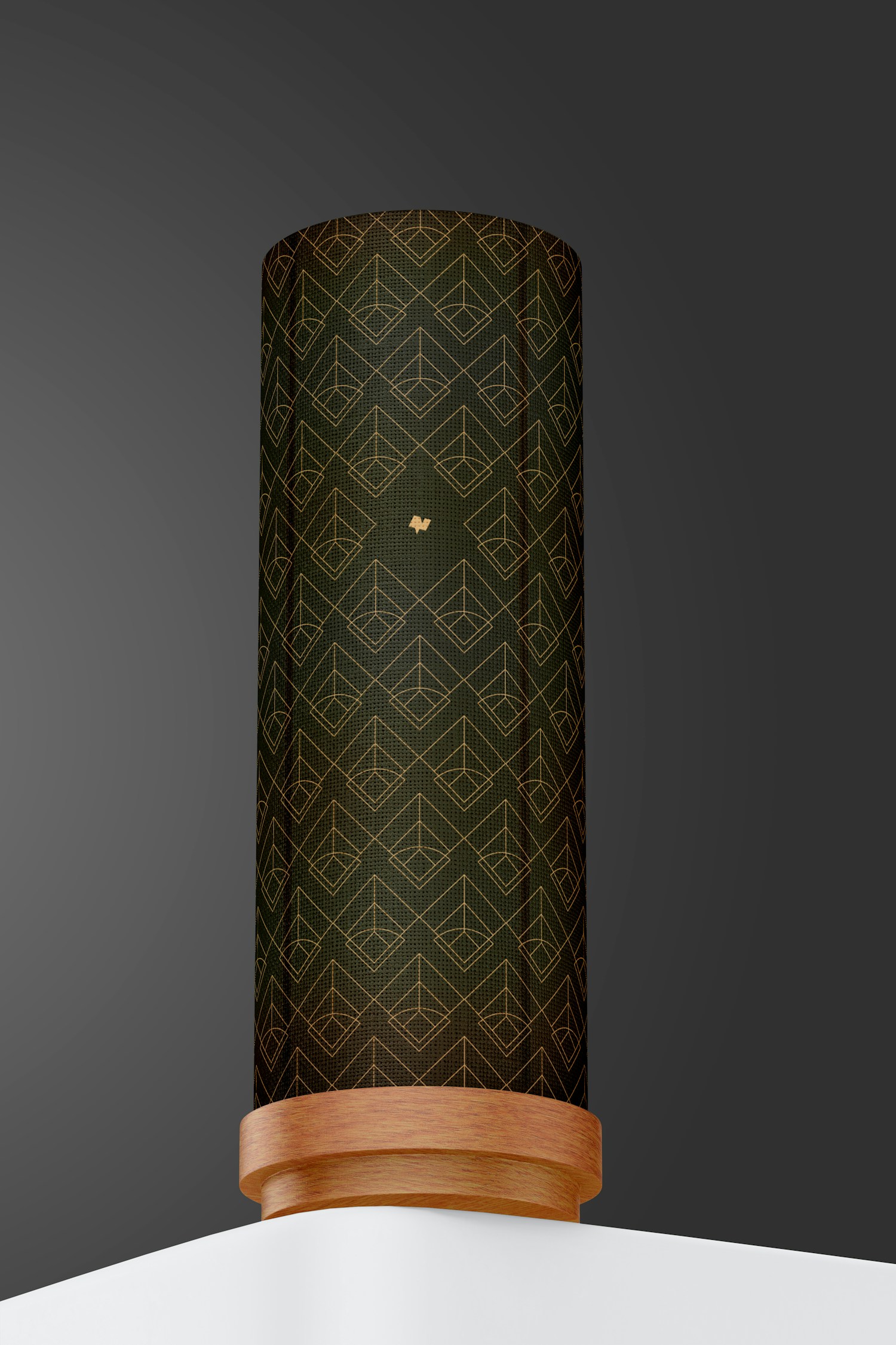 Round Wooden Table Lamp Mockup, Low Angle view