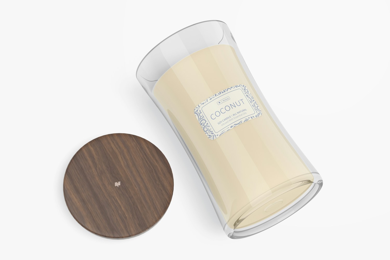 Glass Candle Jars with Lid Mockup, Top View
