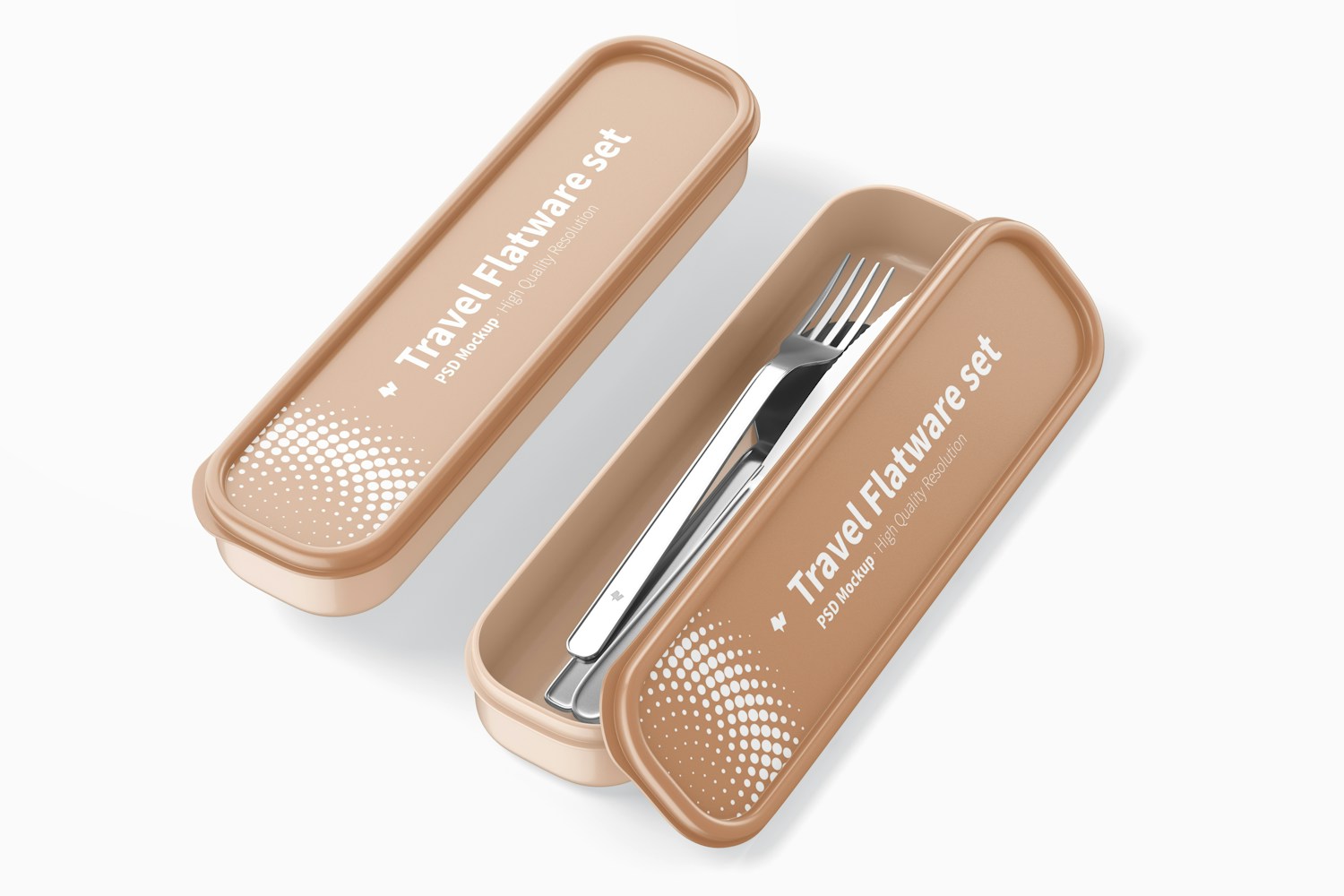 Travel Flatware Set Mockup, Opened Travel Flatware Set Mockup, Opened
