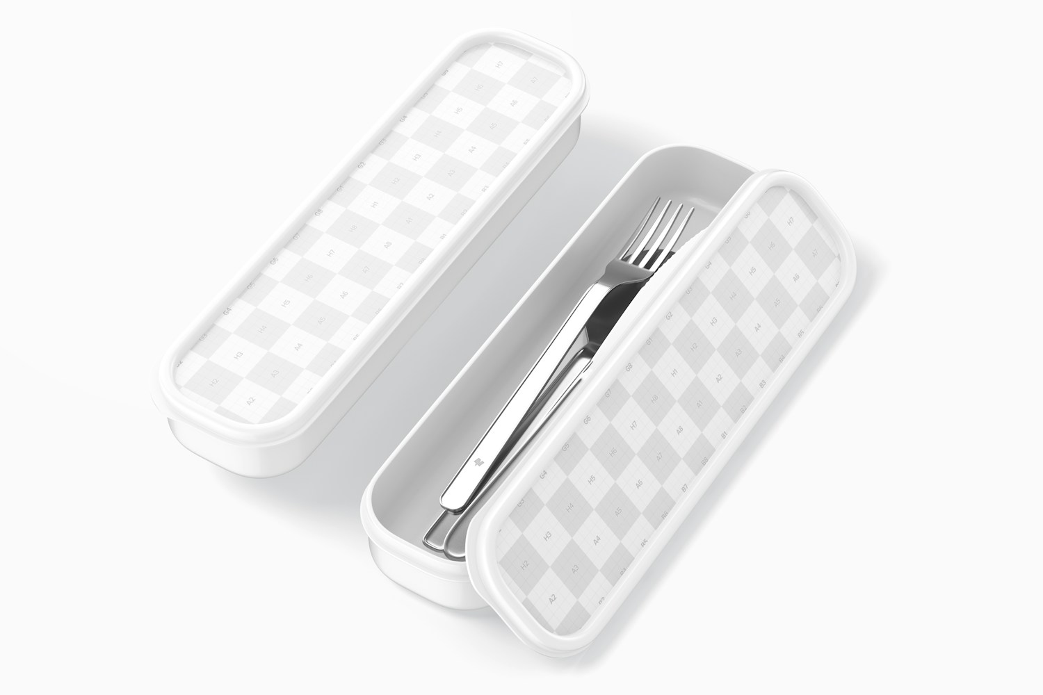 Travel Flatware Set Mockup, Opened Travel Flatware Set Mockup, Opened