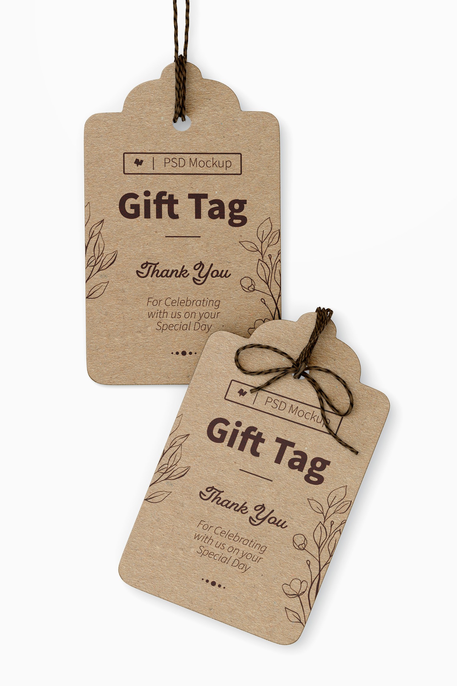 Gift Tags Mockup, Perspective