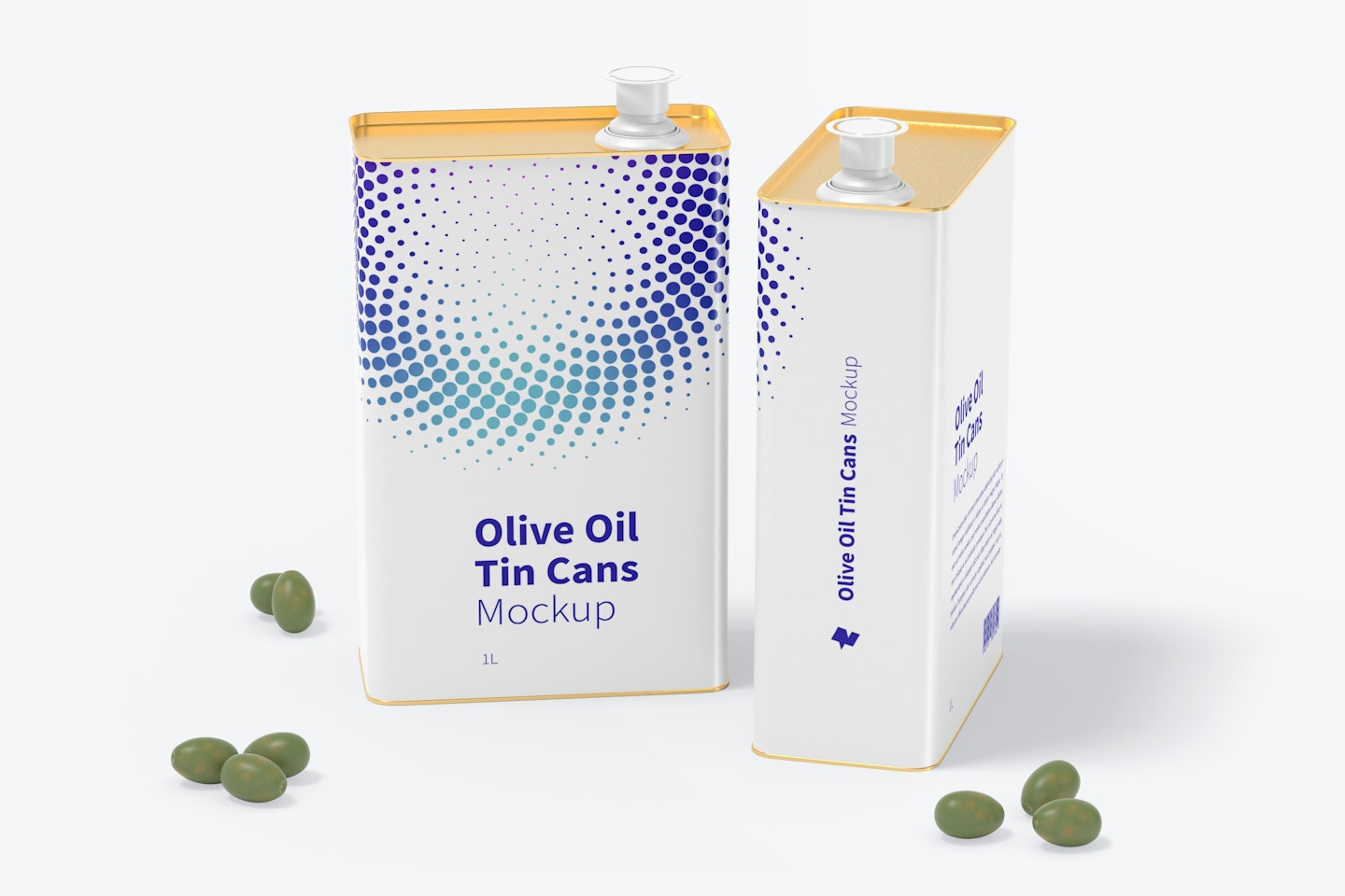 1 Liter Olive Oil Rectangular Tin Cans Mockup