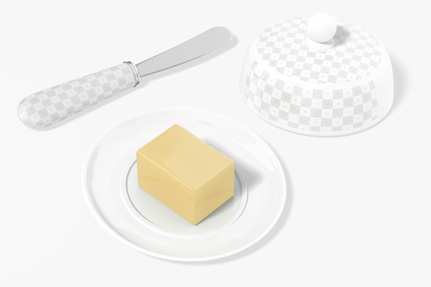 Mini Oval Butter Dish with Lid Mockup