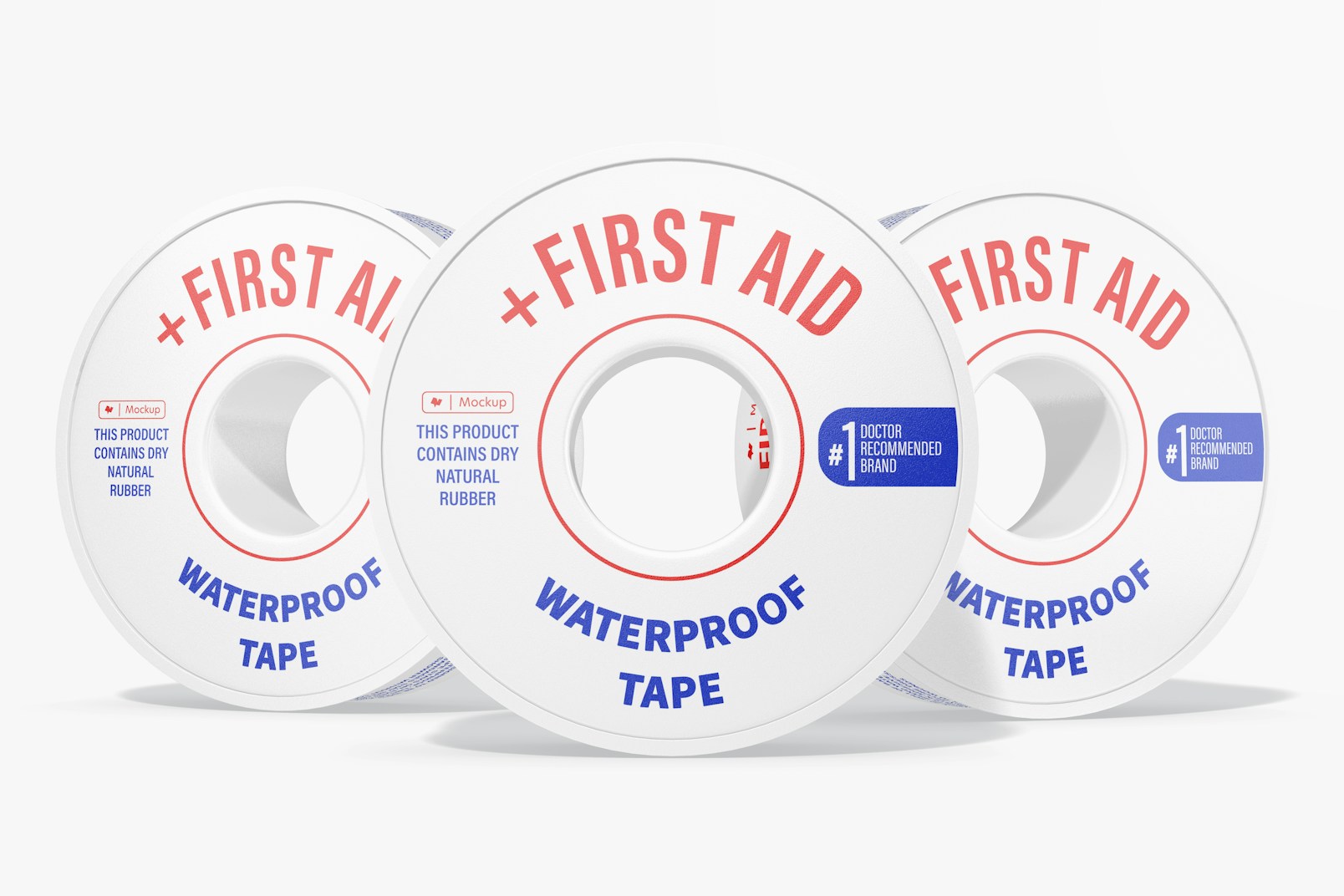 First Aid Waterproof Tapes Mockup, Front View