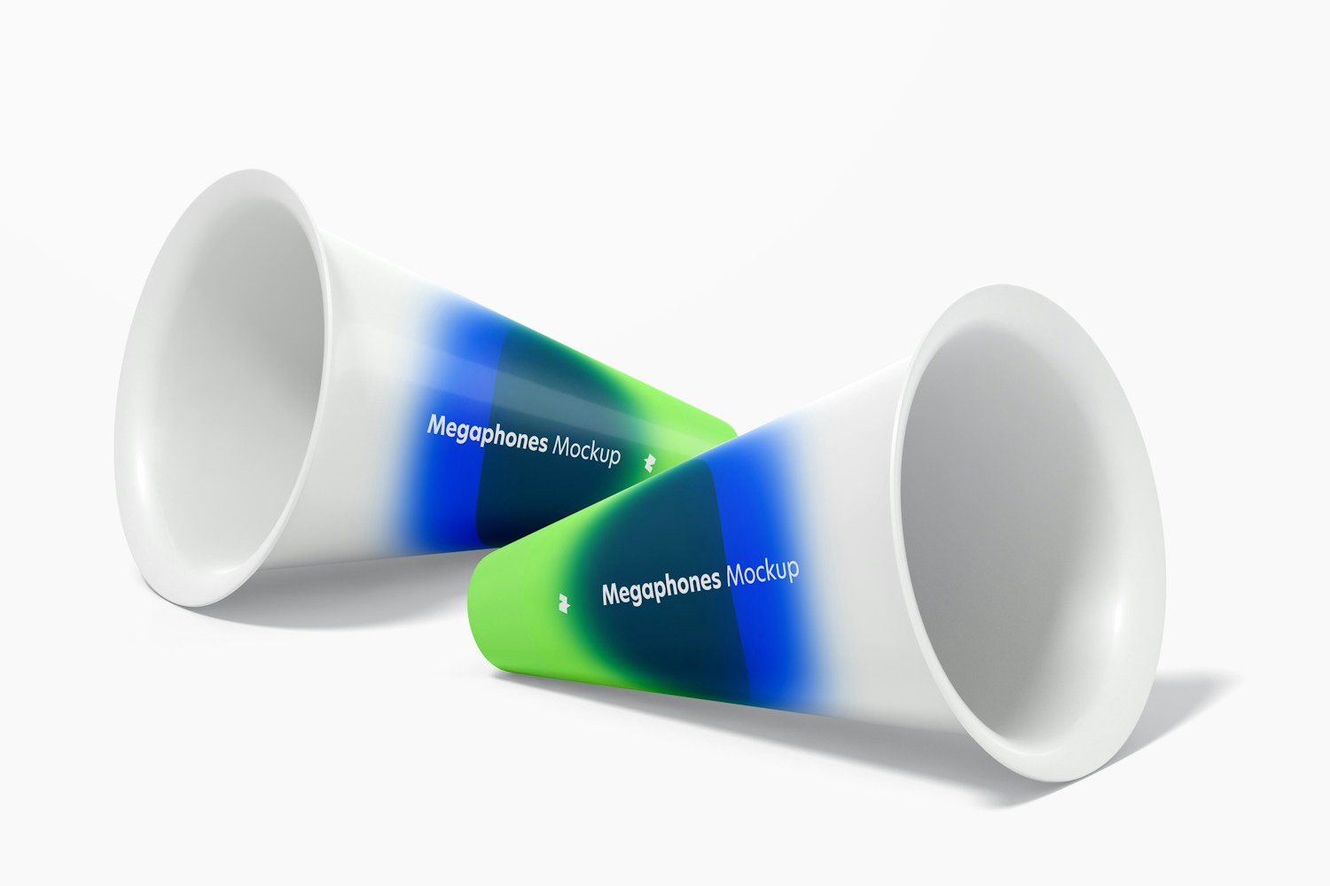 Megaphones Mockup, Perspective Megaphones Mockup, Perspective