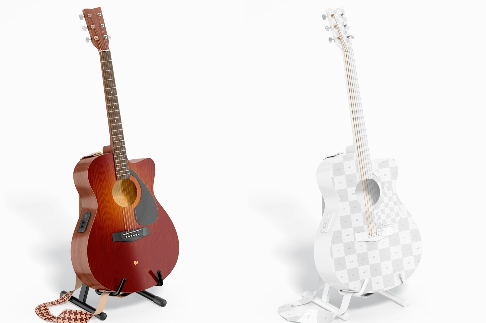 Electro Acoustic Guitar Mockup, Right View