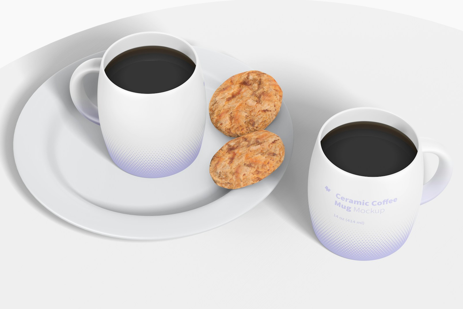 14 oz Ceramic Coffee Mugs Mockup, Perspective View