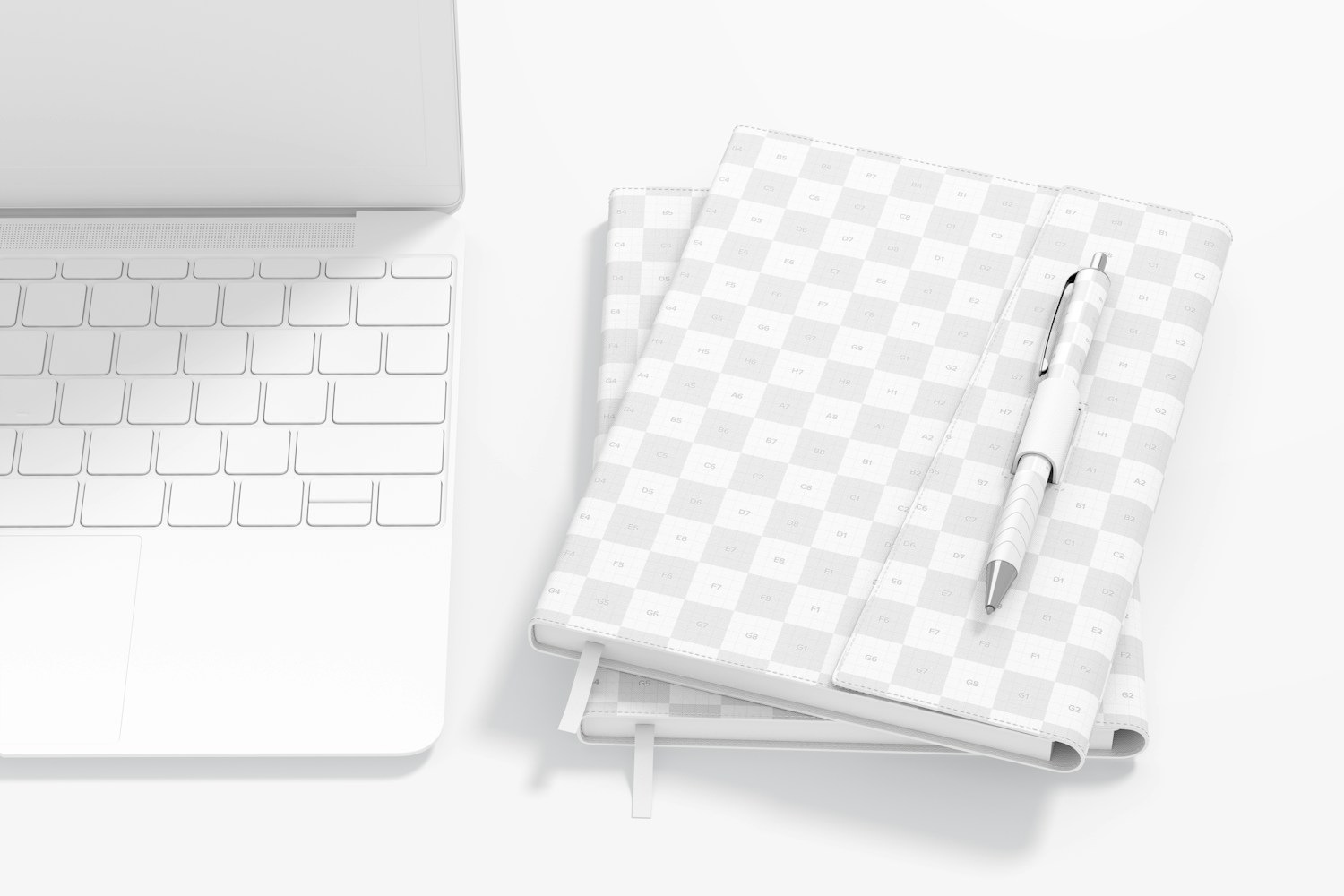 Notebook with Pen Holder Mockup, Stacked